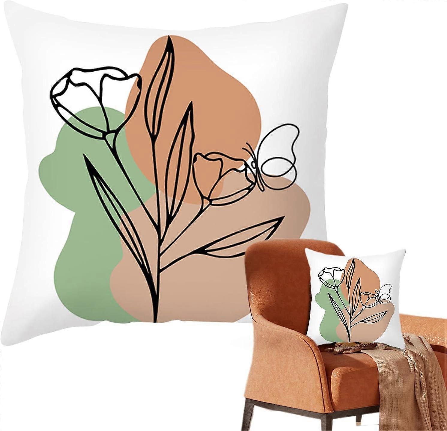 Leaf Print Pillowcase, Plant Pattern Pillowcases,Rustic Pillow Cover