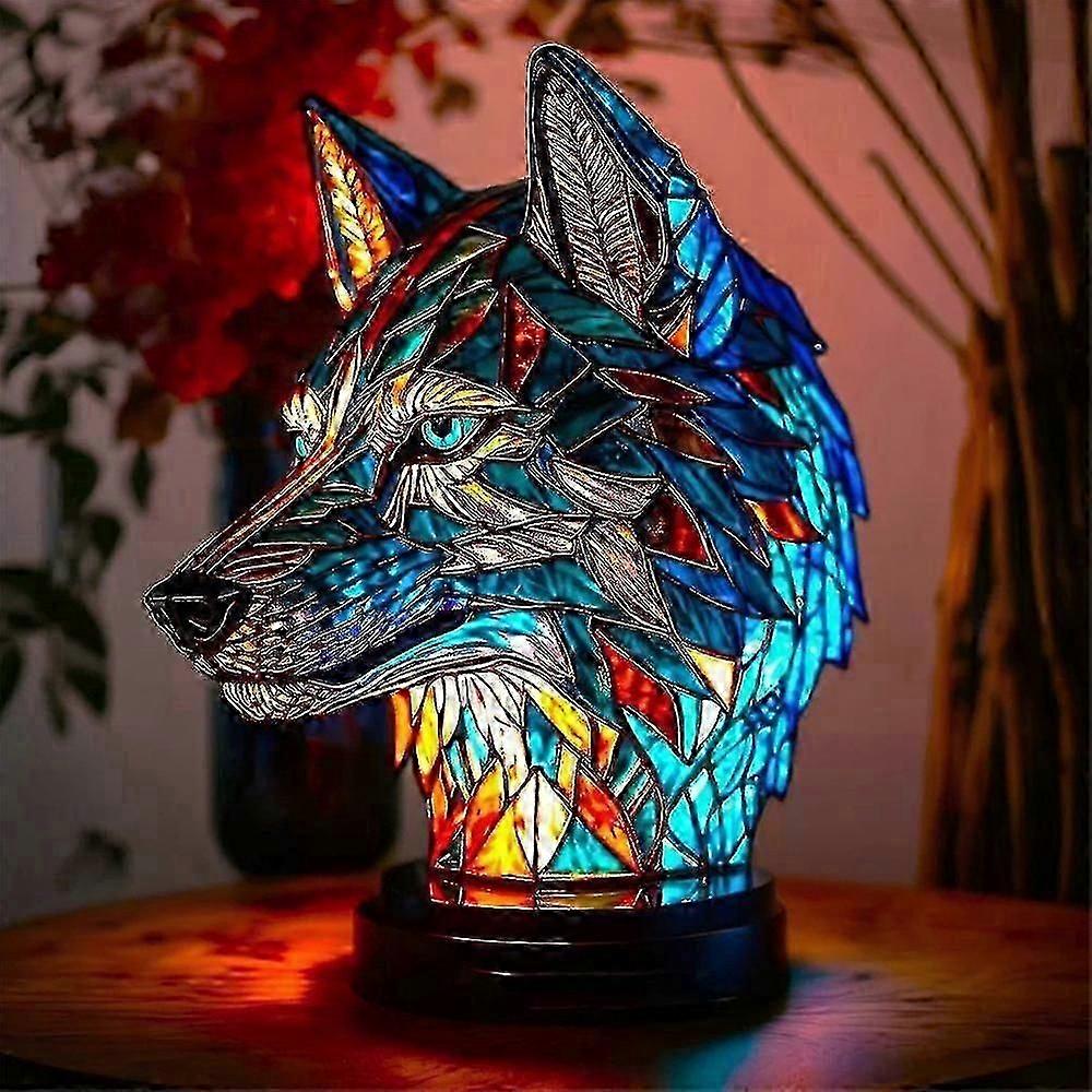 مصباح طاولة على شكل حيوان، زجاج ملون، ضوء ليلي ملون، مصابيح مكتبية عتيقة، ديكور منزلي