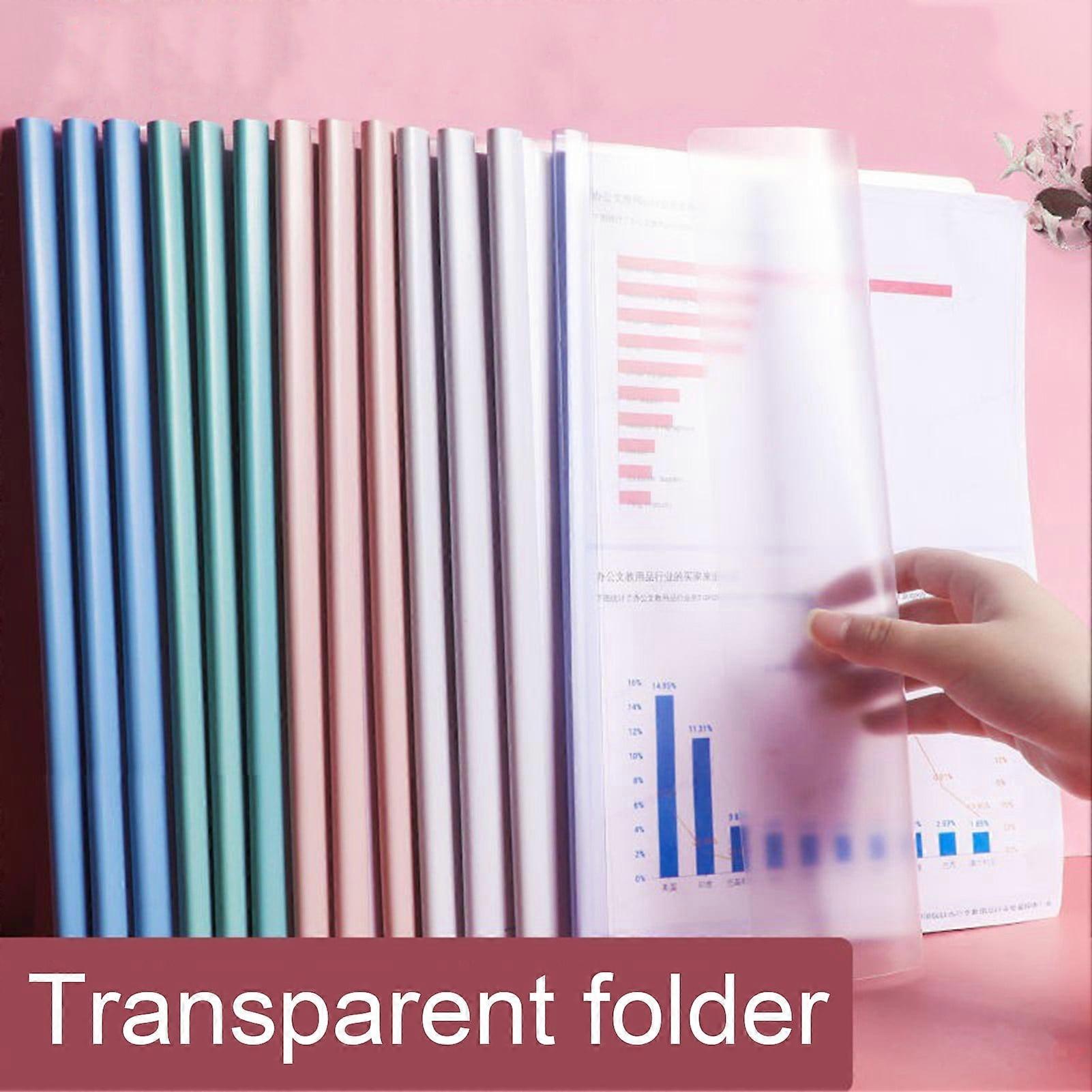 Homerr Clear Folder with Sliders Set of 10 Transparent Folders A4/Letter Clear Report Covers 10 Pcs Sliding Bar Thickened Drawbar Folder