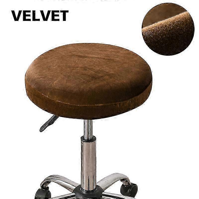 غطاء كرسي دائري مخملي مرن دوار لرفع مسند القدمين وغطاء وسادة مقعد كرسي البار بلون سادة وواقي كرسي الطعام