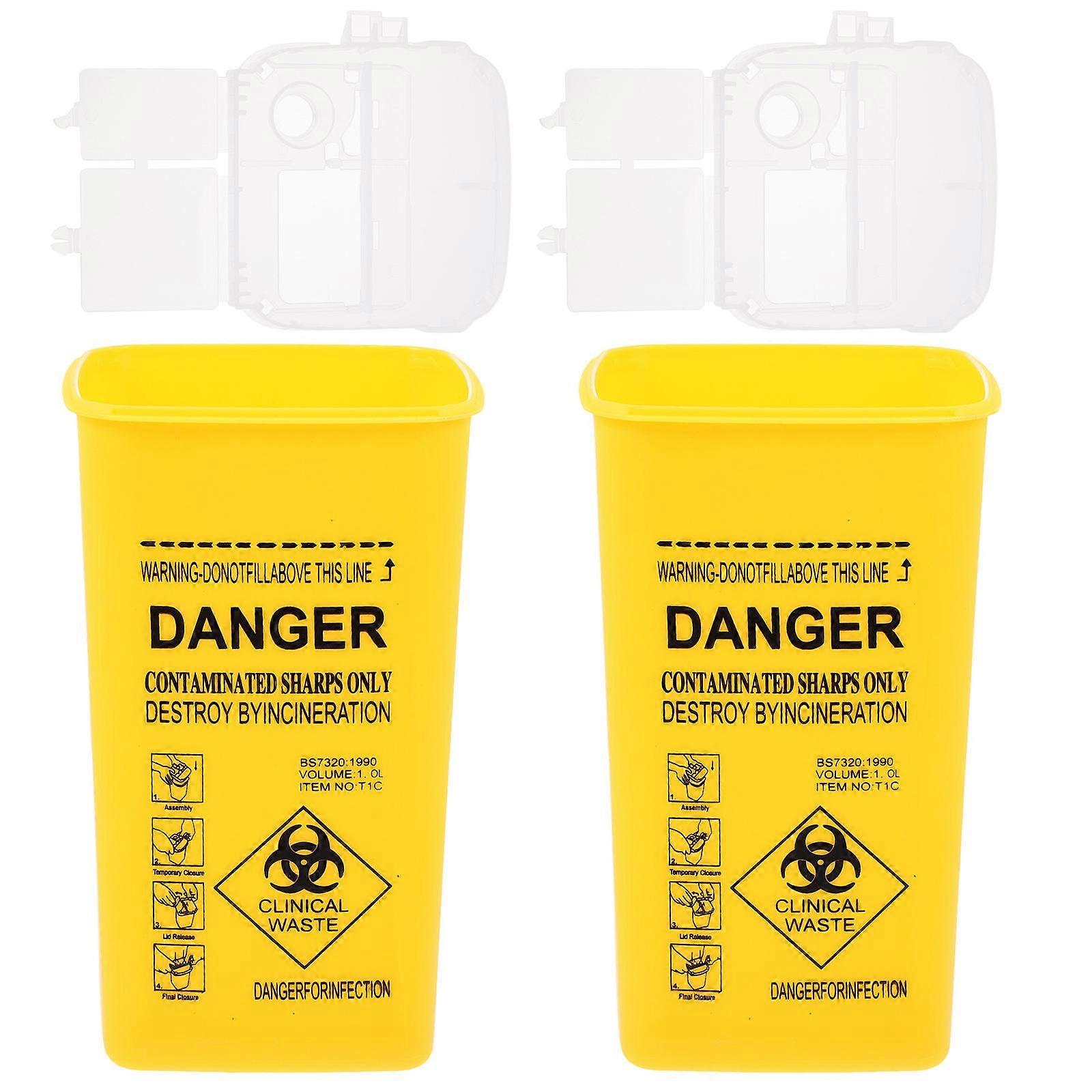 Multi-Function Sharps Bucket Plastic Disposal Container for Storage 2Pcs Yellow