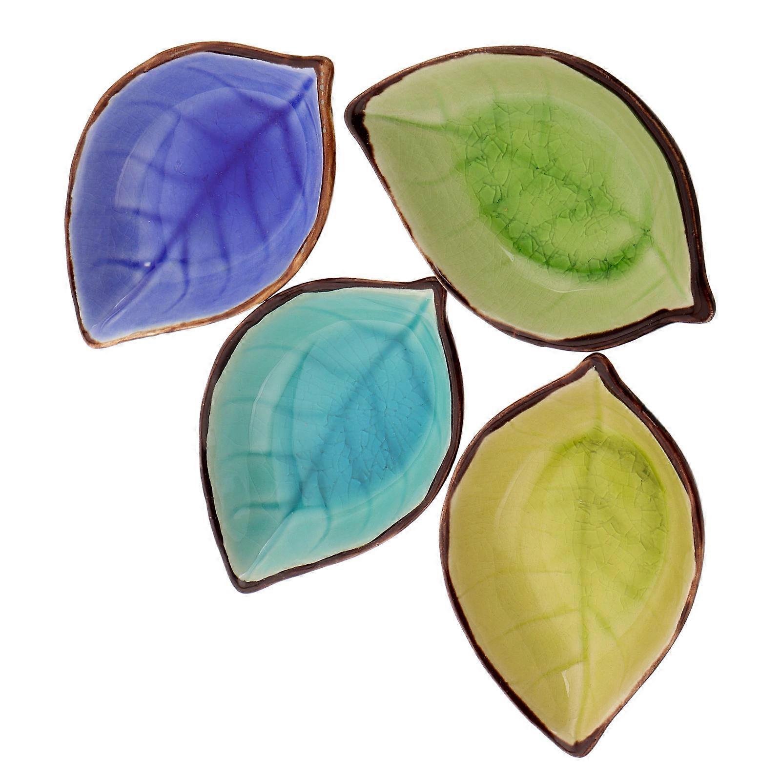 Leaf Shaped Plates Ceramic Small Appetizer Bowl for Kitchen 8Pcs