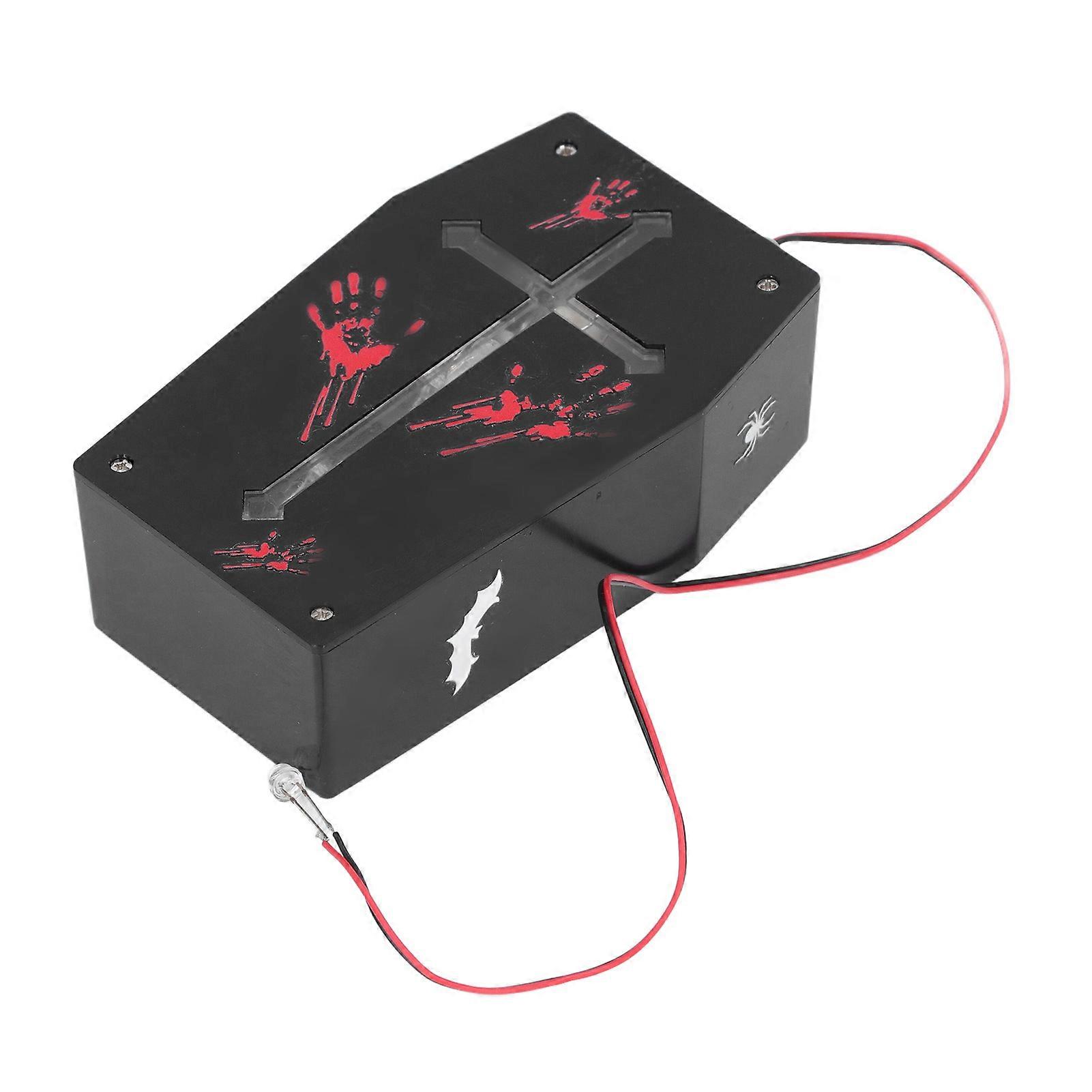 Scary Noise Maker Coffin Board Sound Control Props Decorative Lights Horror Sound Player for Indoor Outdoor Party 