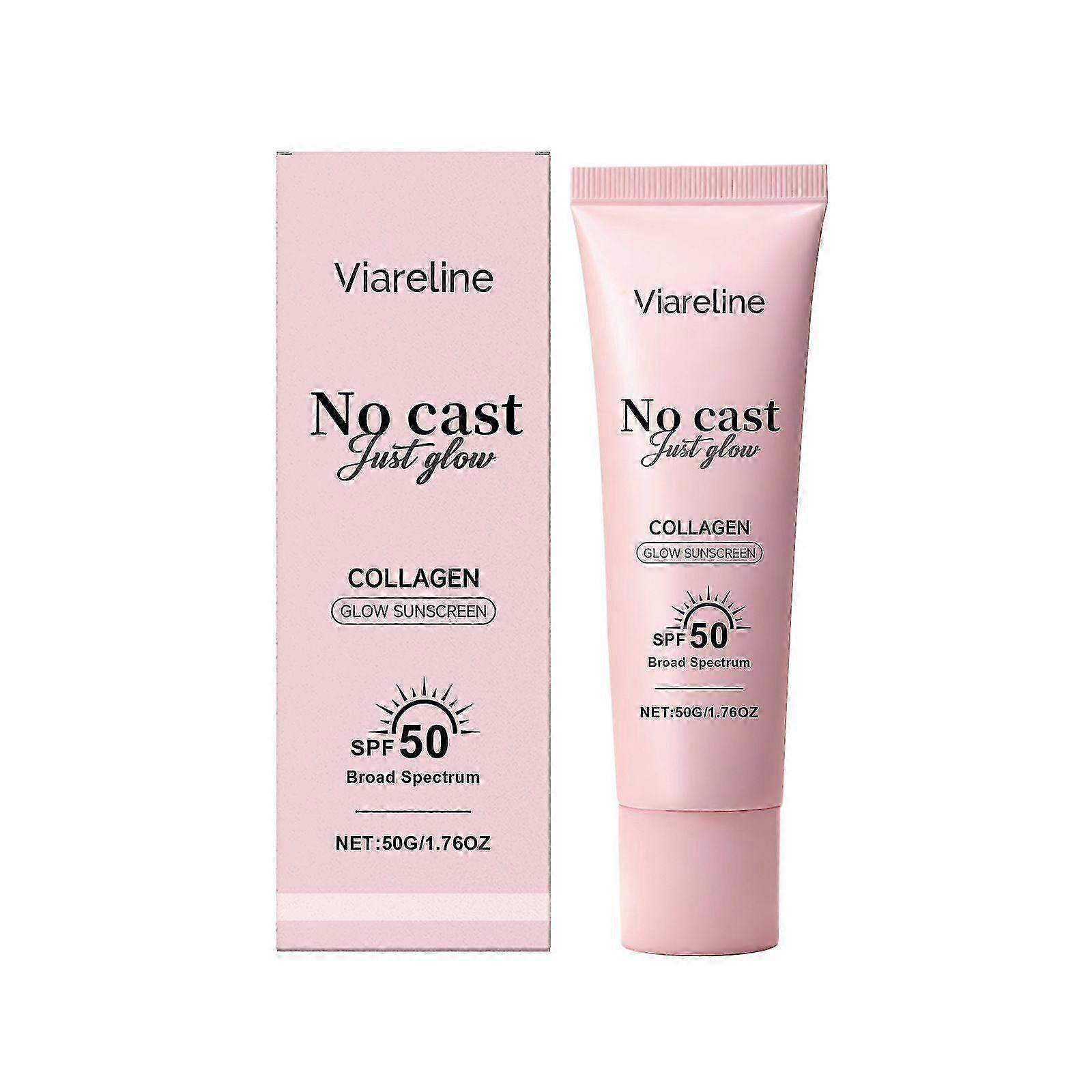 No Cast Just Glow Collagen Sunscreen | SPF 50 Broad Spectrum Face Sunscreen | Lightweight, Non-Sticky, Hydrating Formula | No White Cast or Residue, 5