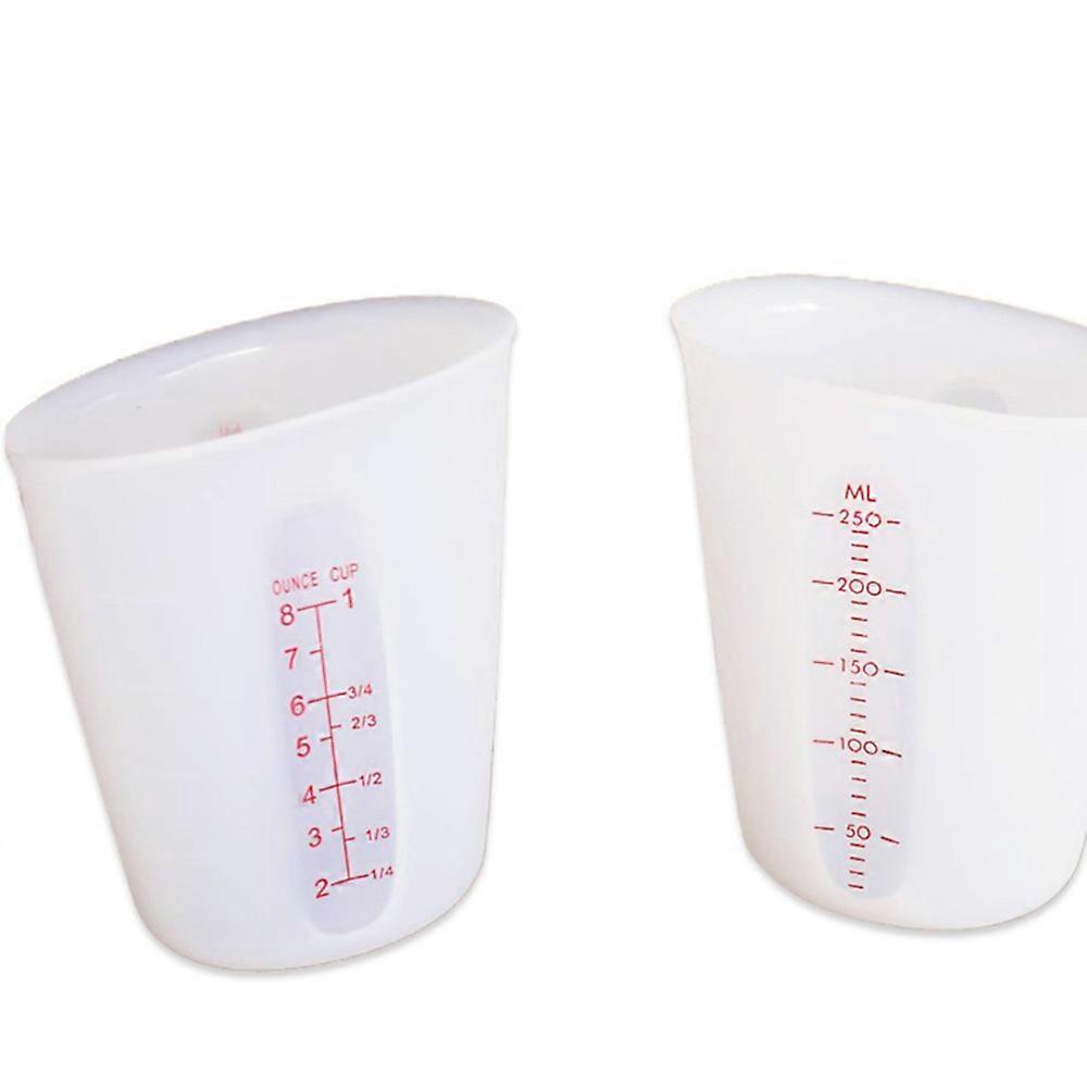 2pcs 250ml Translucent Silicone Measuring Cup Double Scale Stir and Pour Baking Cup