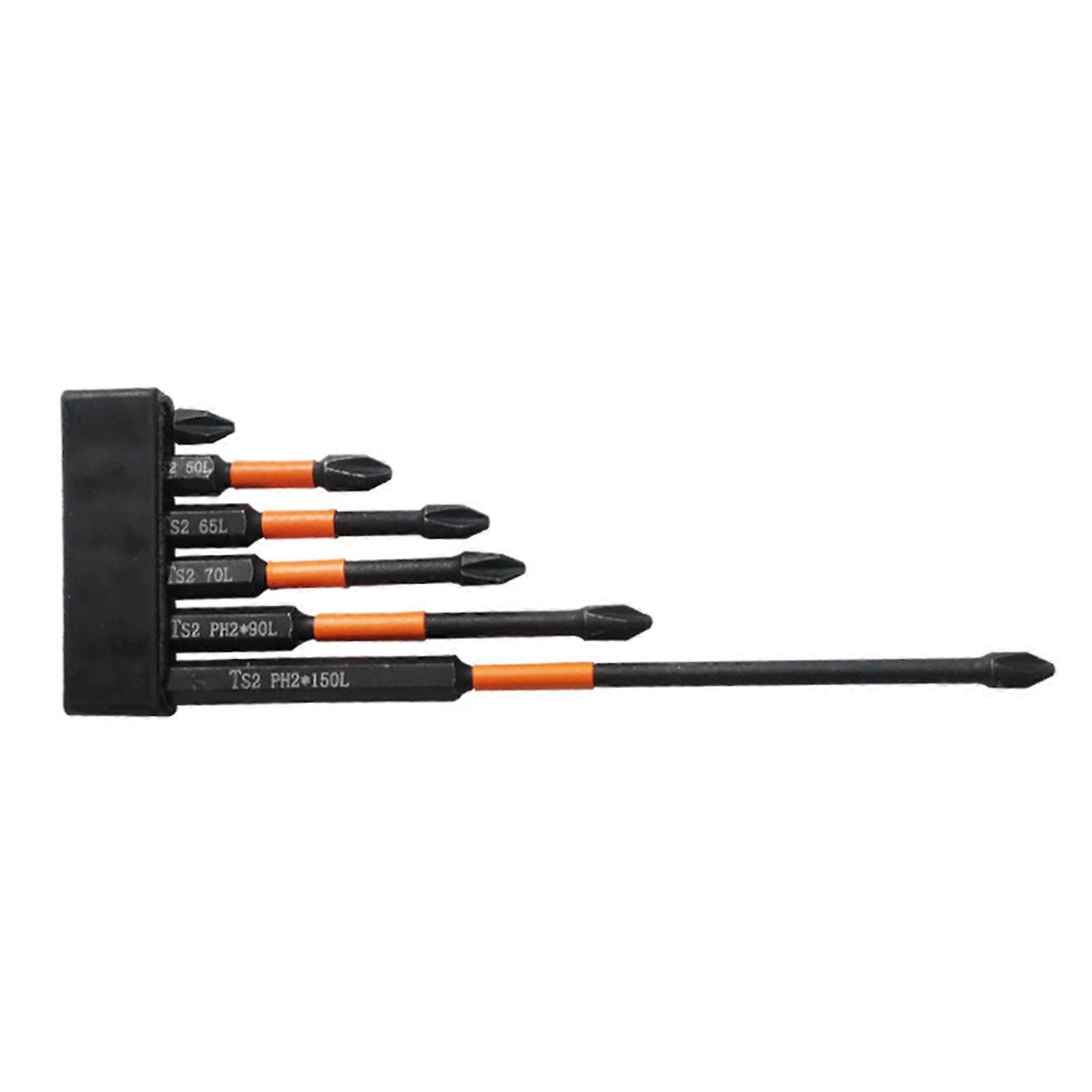 6Pcs/set Magnetic Batch Head Impact Strong Cross Hardness Screwdriver Set 25-150mm Nonslip Cross Screwdriver Tool Multicolor
