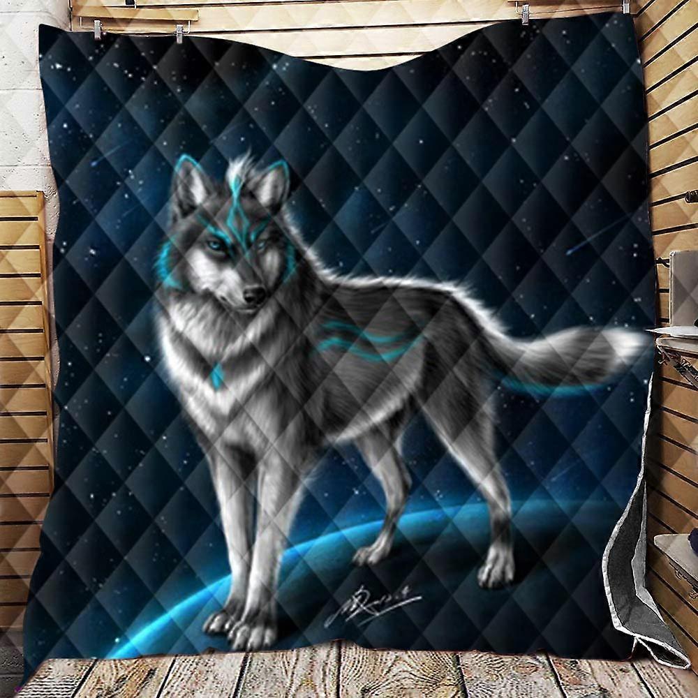 Bedspread 3D Microfiber Quilted Lightweight Blanket Throw, Single to Super King, 180x200cm, Model Wolf 9
