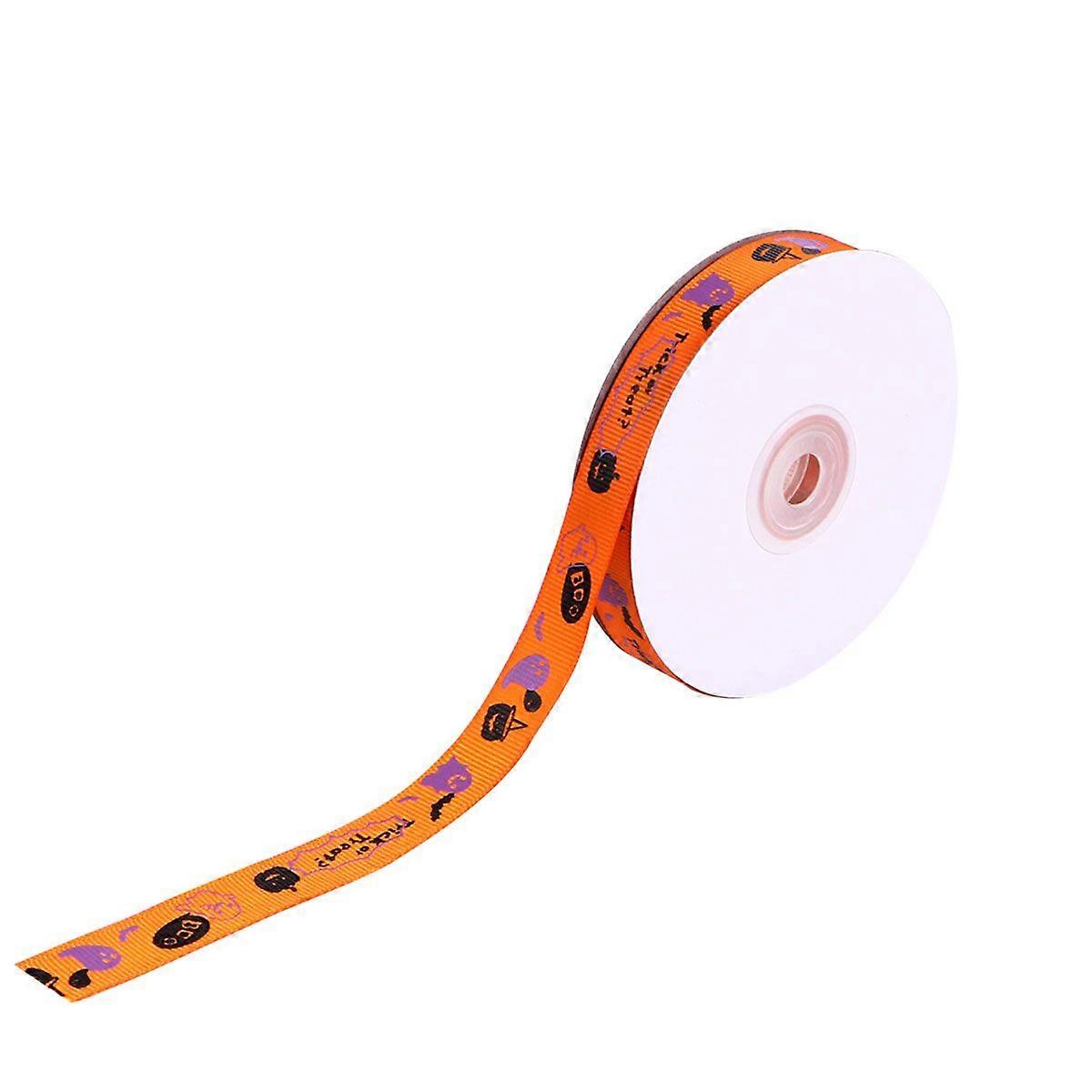 1 Roll Halloween Patterns Wrapping Ribbon Printing Gift Packaging Ribbon