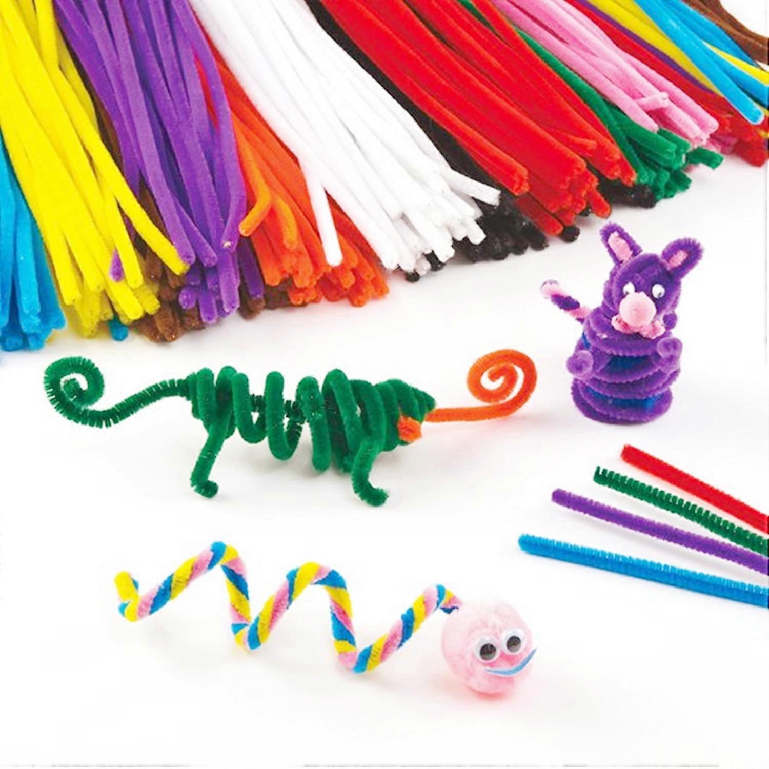 Casewin 100Pcs Colorful Pipe Cleaners - Soft Fuzzy Chenille Craft Stems for Kids, Multicolor Bendable Stems Compatible with DIY Projects