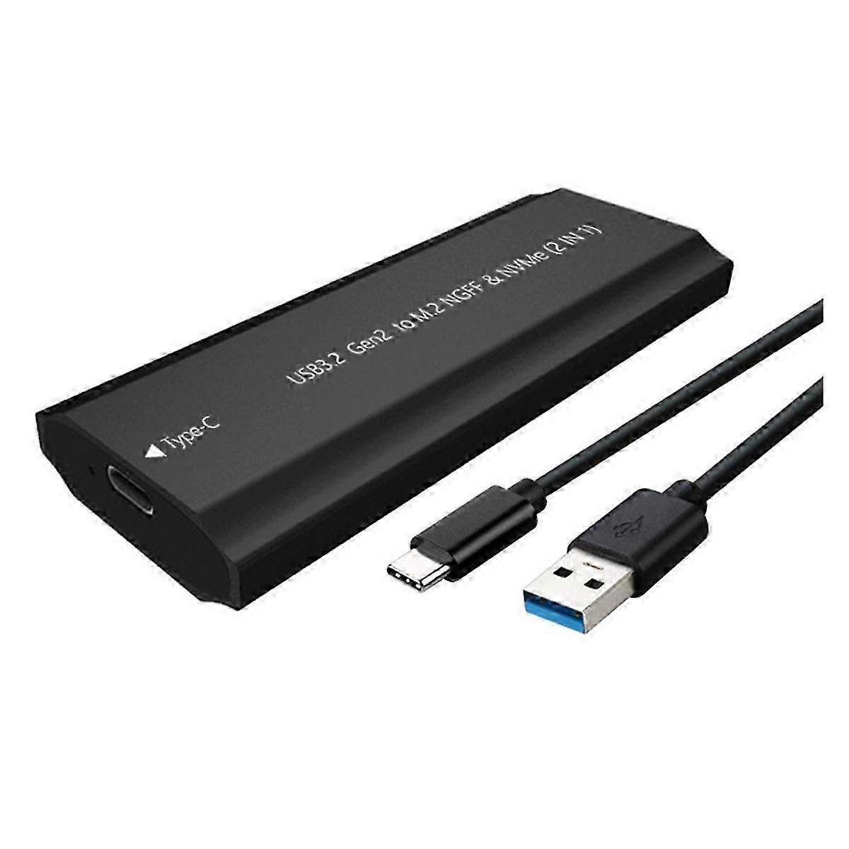 Portable SSD Enclosure M2 NVME NGFF SSDs USB 3.2 External Drive Case for 2230/2242/2260/2280 Black