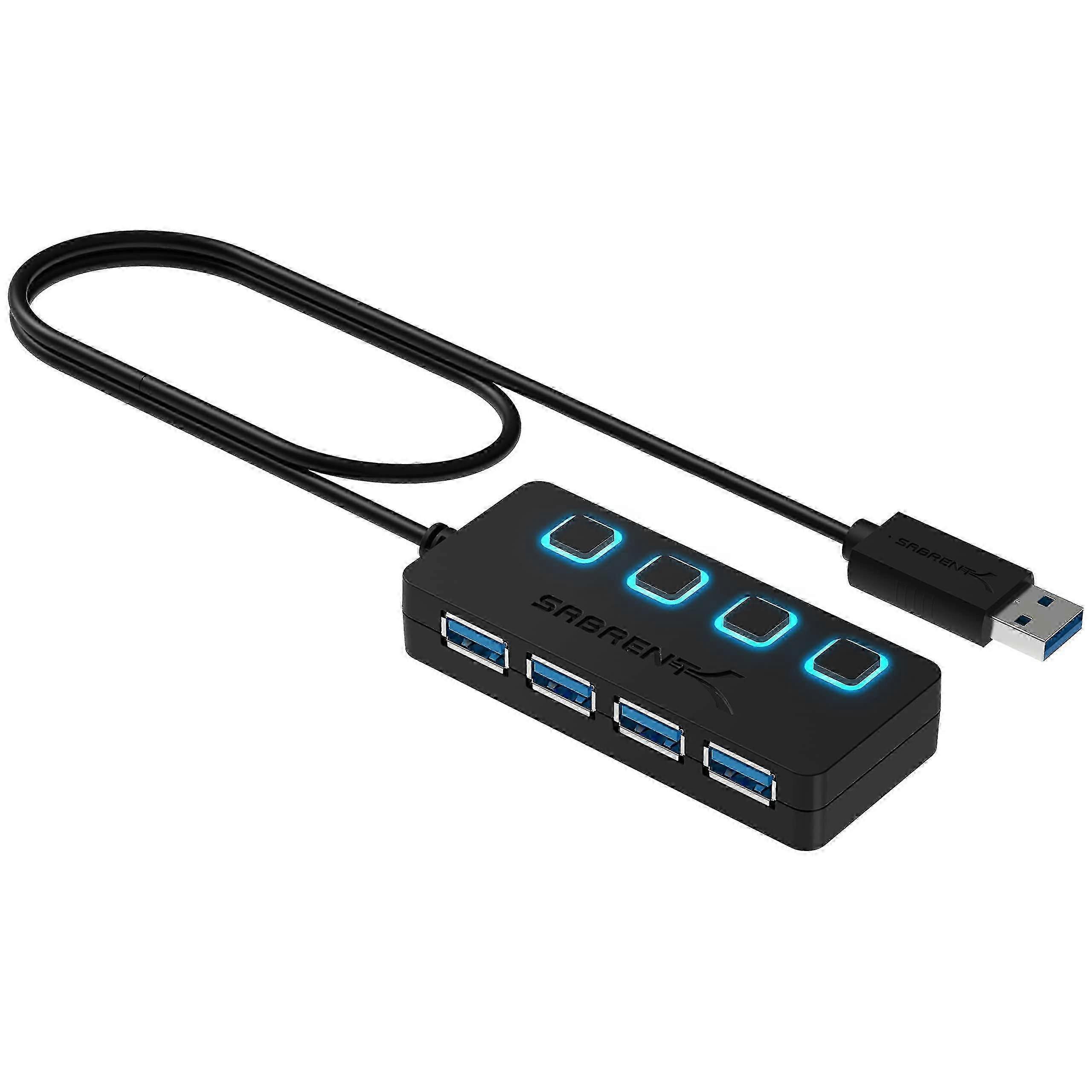 4-Port USB 3.0 Data Hub with Individual LED Power Switch for Mac and PC (HB-UM43)