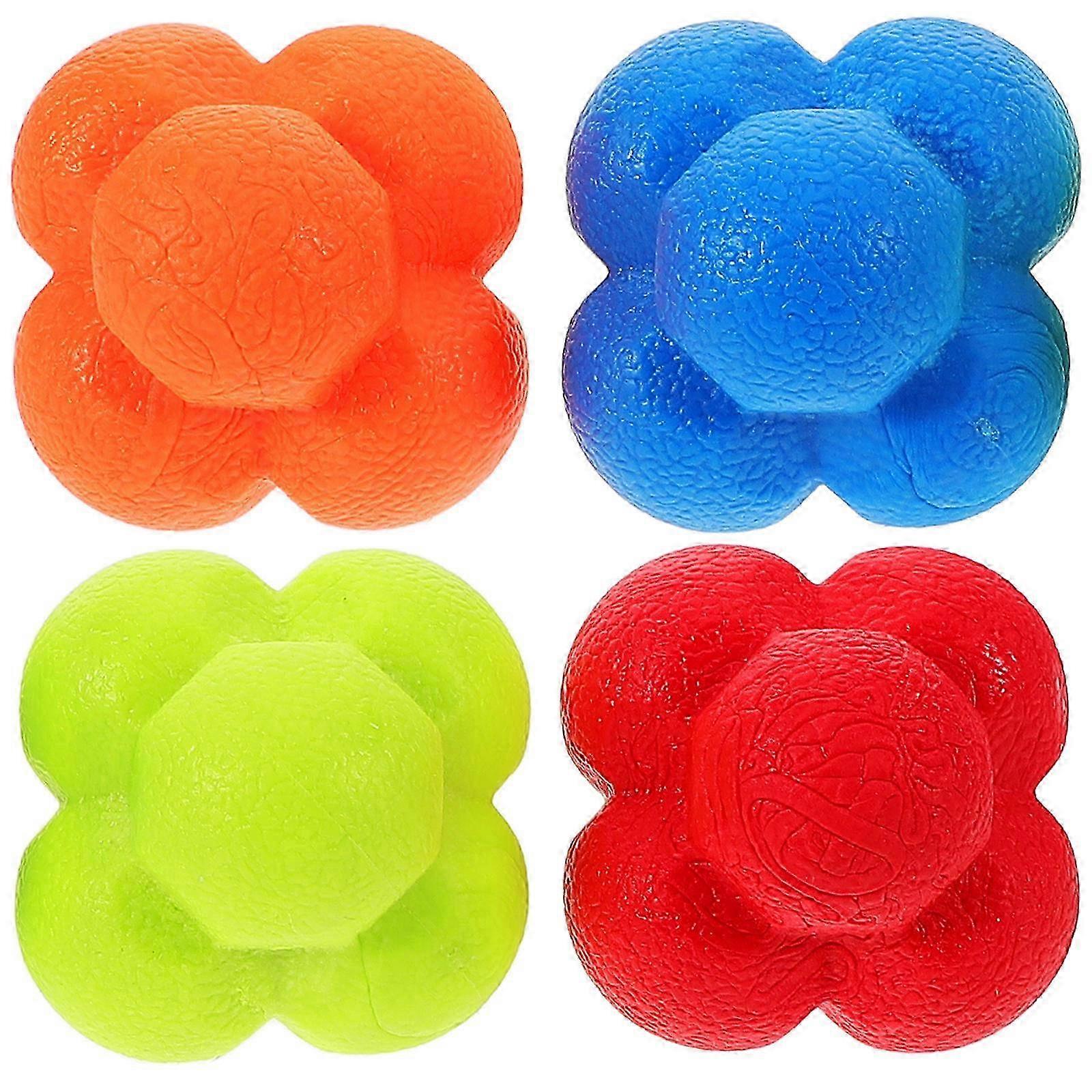 A 4Pcs set of Hexagonal Sports Reaction Balls for Hand-Eye Coordination Training, designed For Athletes And Fitness Enthusiasts.