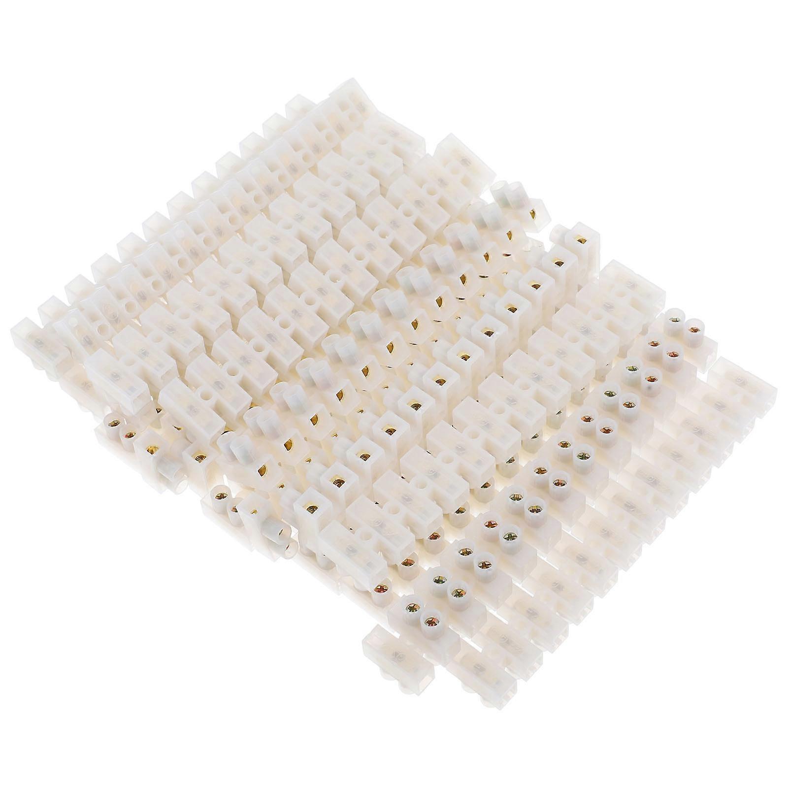 Dual Row Terminal Block Connector for Home 20Pcs White Electric Strip