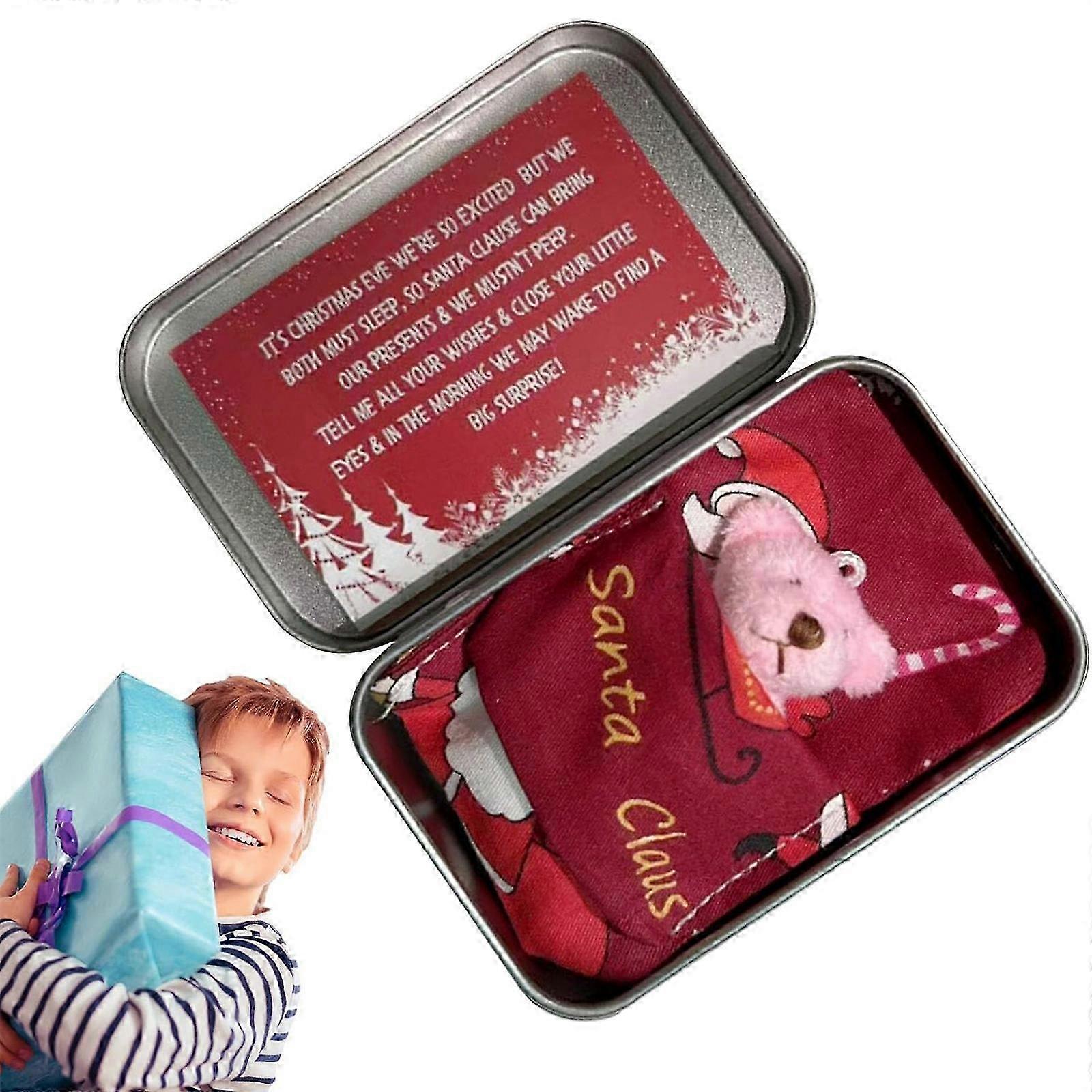 Festive Teddy Bear Set for Daughter Son with Tin Container and Card
