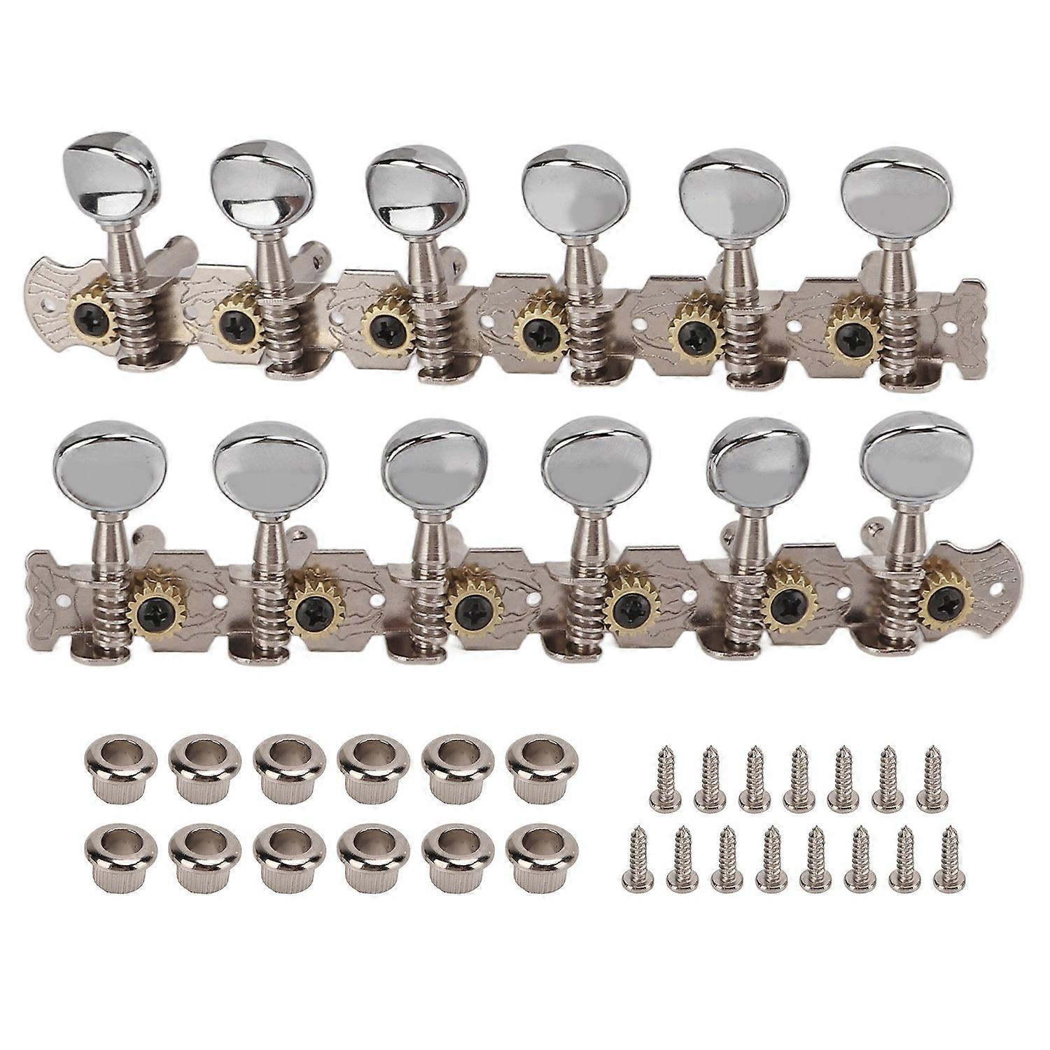 2PCS Guitar Tuning Key Metal Rust Resistant Tuning Peg with 15PCS Screw 12PCS Socket for Acoustic Gu