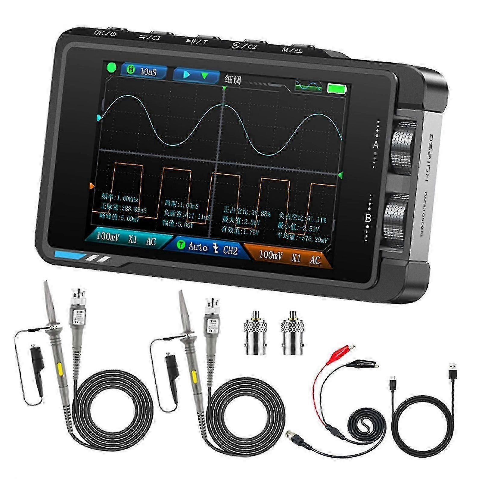 FNIRSI DS215H Handheld Oscilloscope 2-Ch Digital Signal Generator, Portable Multimeter for Electronics Testing