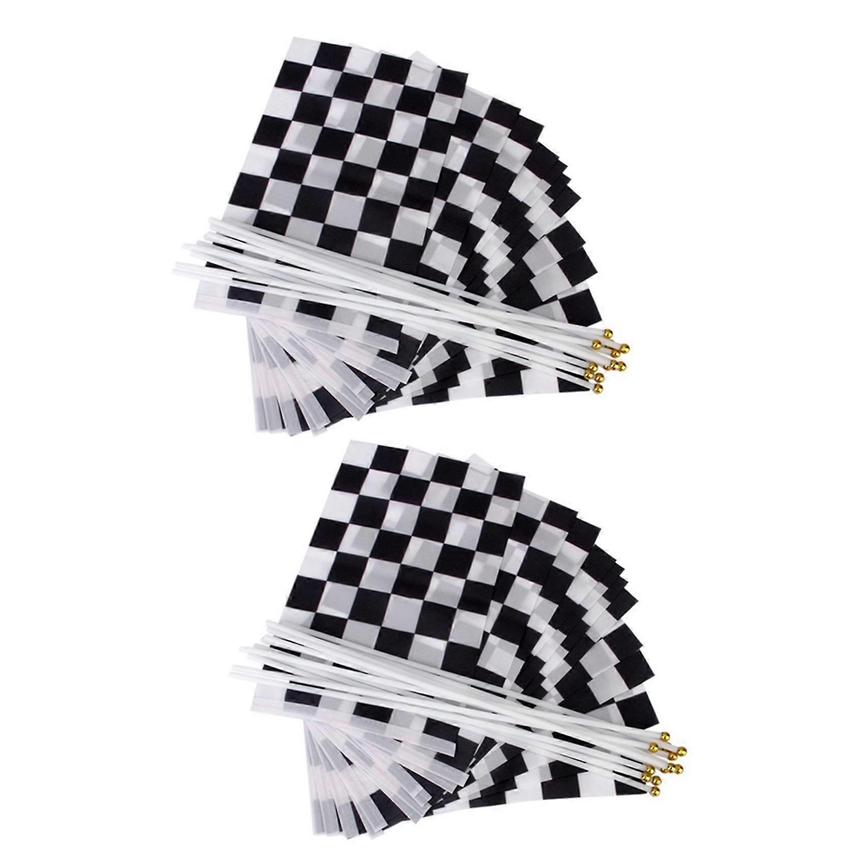24 Pcs. Fluted Banner Hand Waving Flags (Black + White)