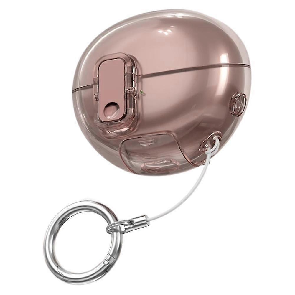 For Huawei FreeClip Case with Locking Switch 2-in-1 Earphone Cover and Phone Stand Transparent Rose Gold