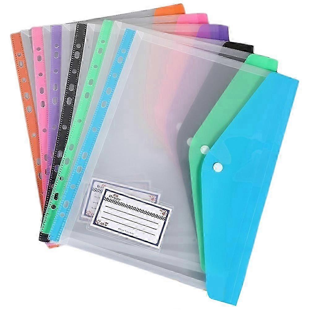 6Pcs Office Binder Pockets Documents Snap Button Binder Pouches File Storage Bags File Folder