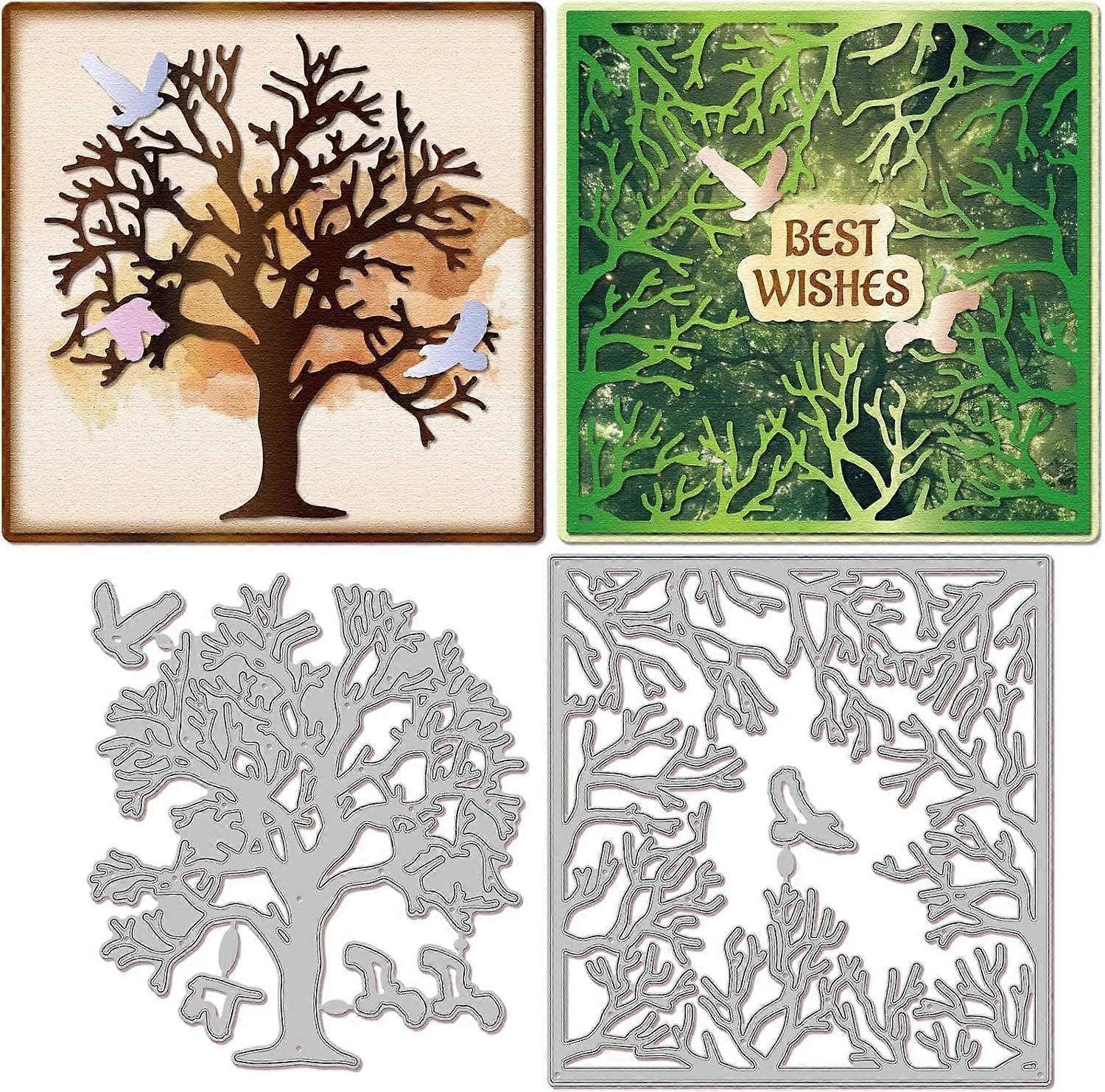 Tree and Branch Background Cutting Dies for DIY Scrapbooking Metal Branch Frame Cut Dies Spring Birds Die Cuts for Card Making Embossing Photo Album C