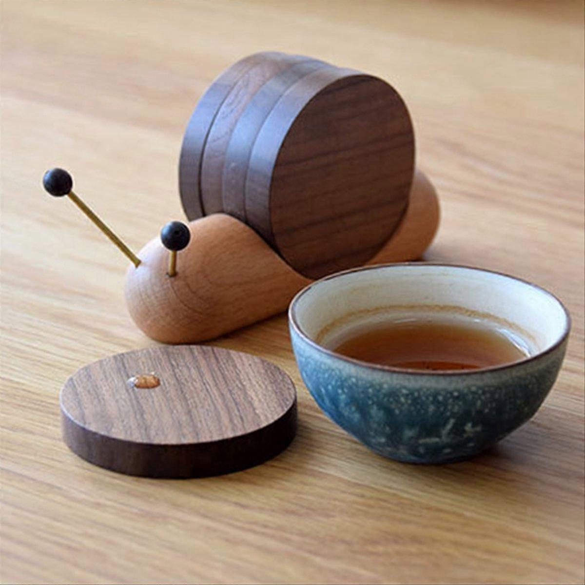 Wooden Coaster Table Mat Snail Shaped Insulation Mat
