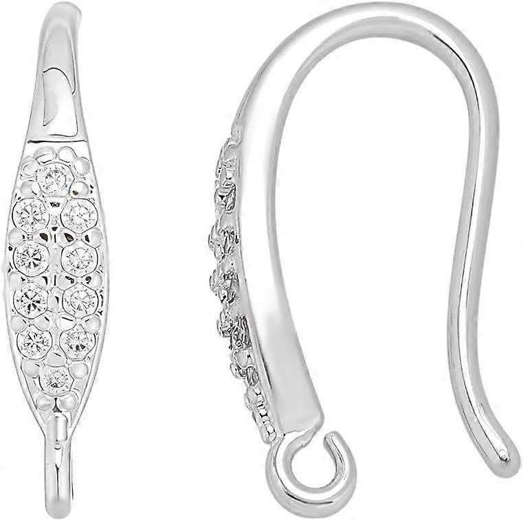 20Pcs Brass Micro Pave Clear Cubic Zirconia Earring Hooks Ear Wires with Vertical Loop French Rhinestone Earring Findings Connectors for DIY Dangle Je