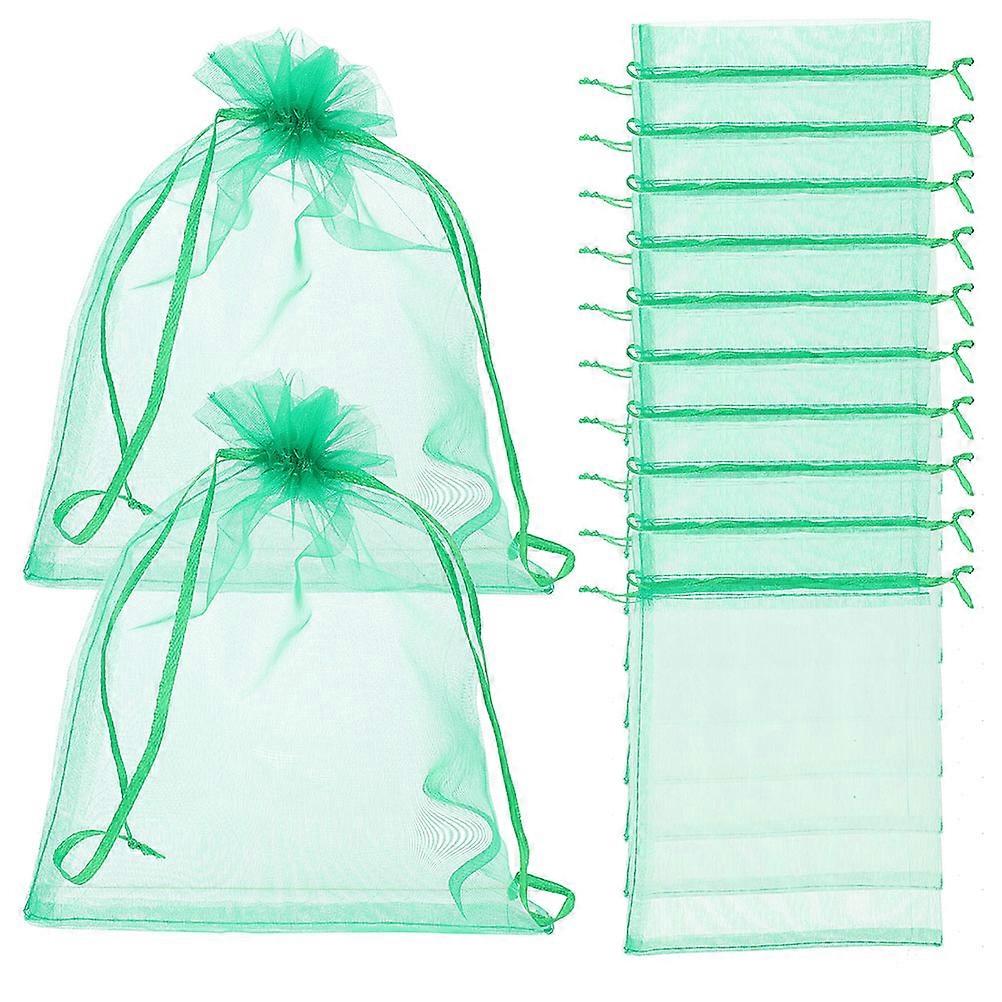 Reusable Green Fruit Netting Bags for Fruit Protection with Drawstring 50Pcs