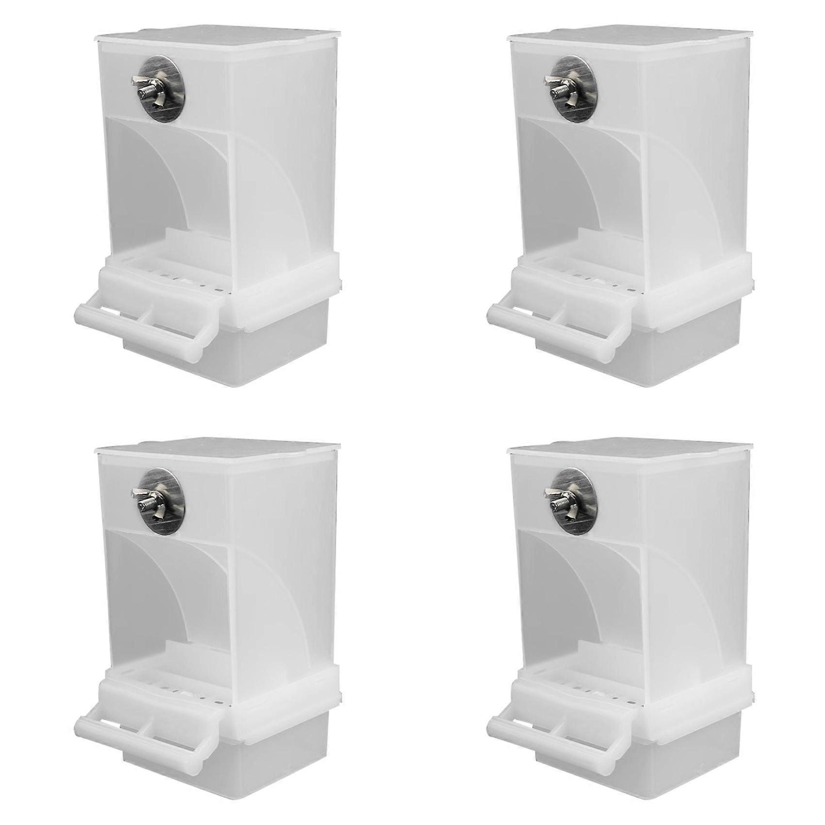 4X White Bird Feeders Automatic Parrot Feeder Drinker Seed Food Container Cage for Small and Medium Parakeets