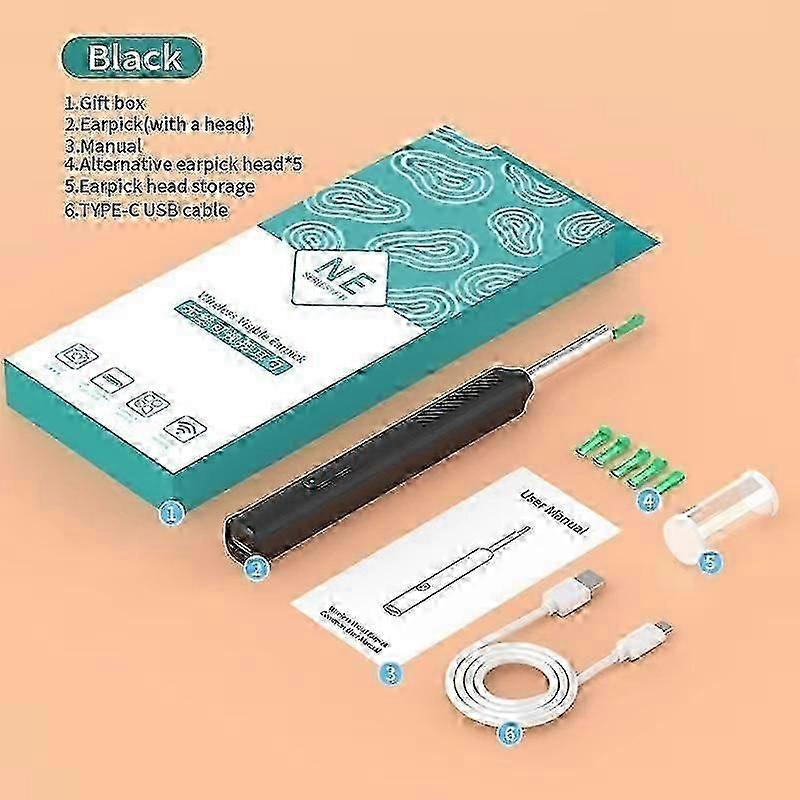 Wireless Smart Visual WiFi Ear Cleaner Otoscope Ear Picker with LED Light Ear Wax Removal Tool Camera Ear Endoscope Ear Wax Remover for Android IOS