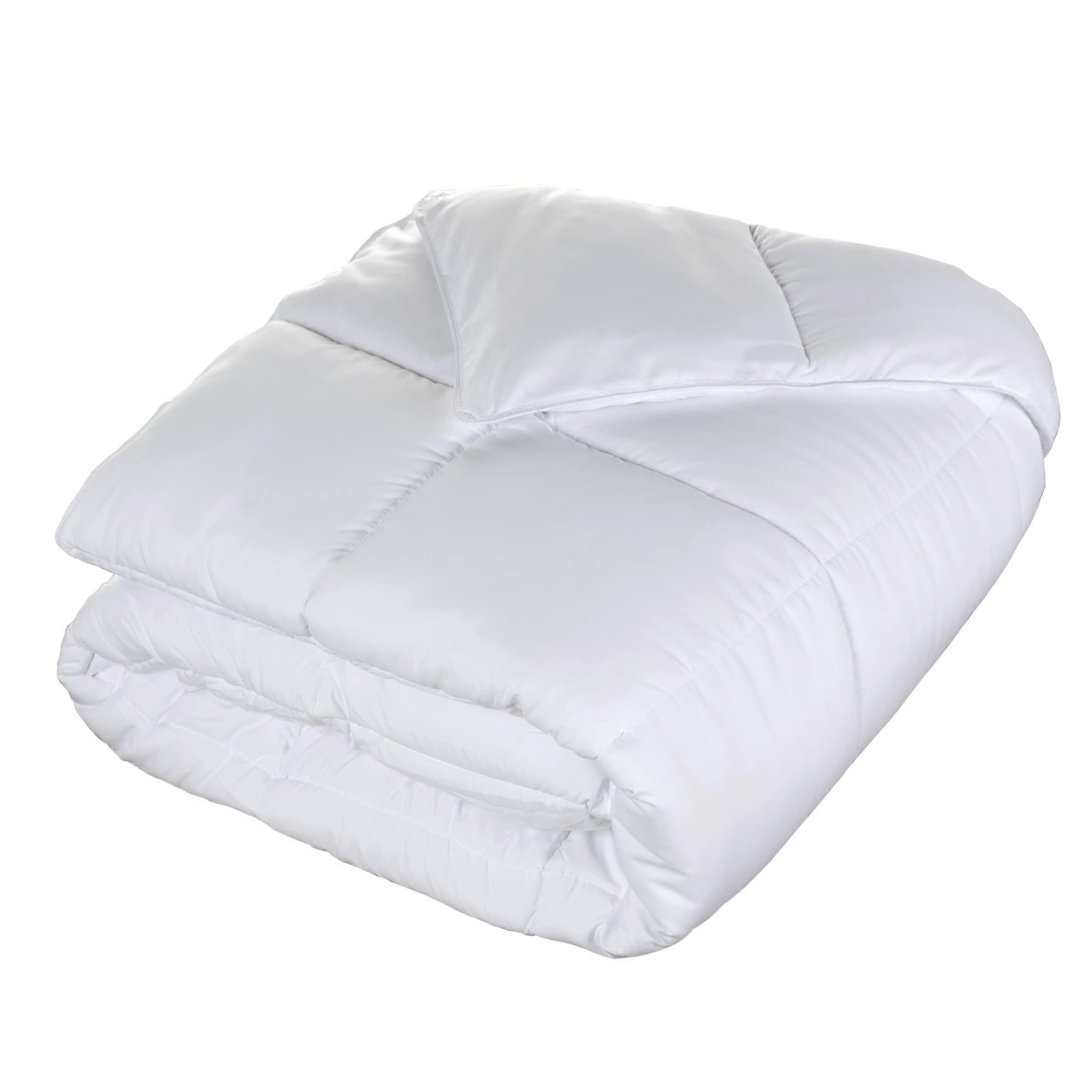 All Season Down Alternative Comforter Full Size, Reversible Brushed Microfiber, White Box Stitch