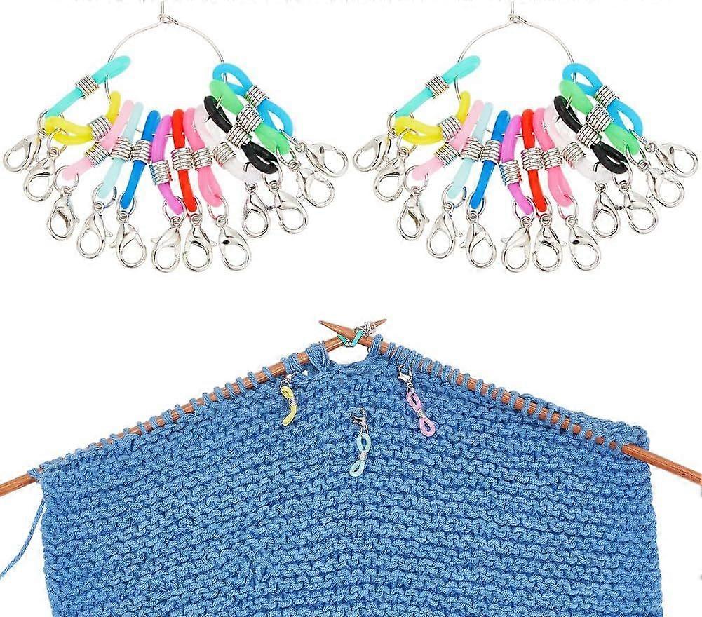 2 Sets Rubber Stitch Markers Alloy Crochet Stitch Marker Colorful Locking Stitch Marker with Lobster Clasp Removable Knitting Crocheting Accessories f