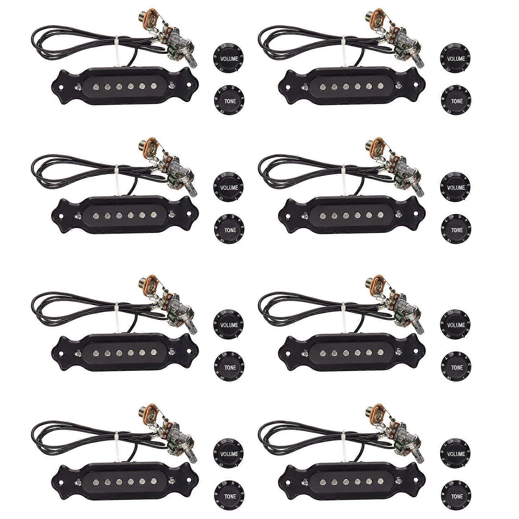 8X Pre-Wired 6-String Single Coil Pickup Harness with Volume & Tone Pots for Electric Cigar Box