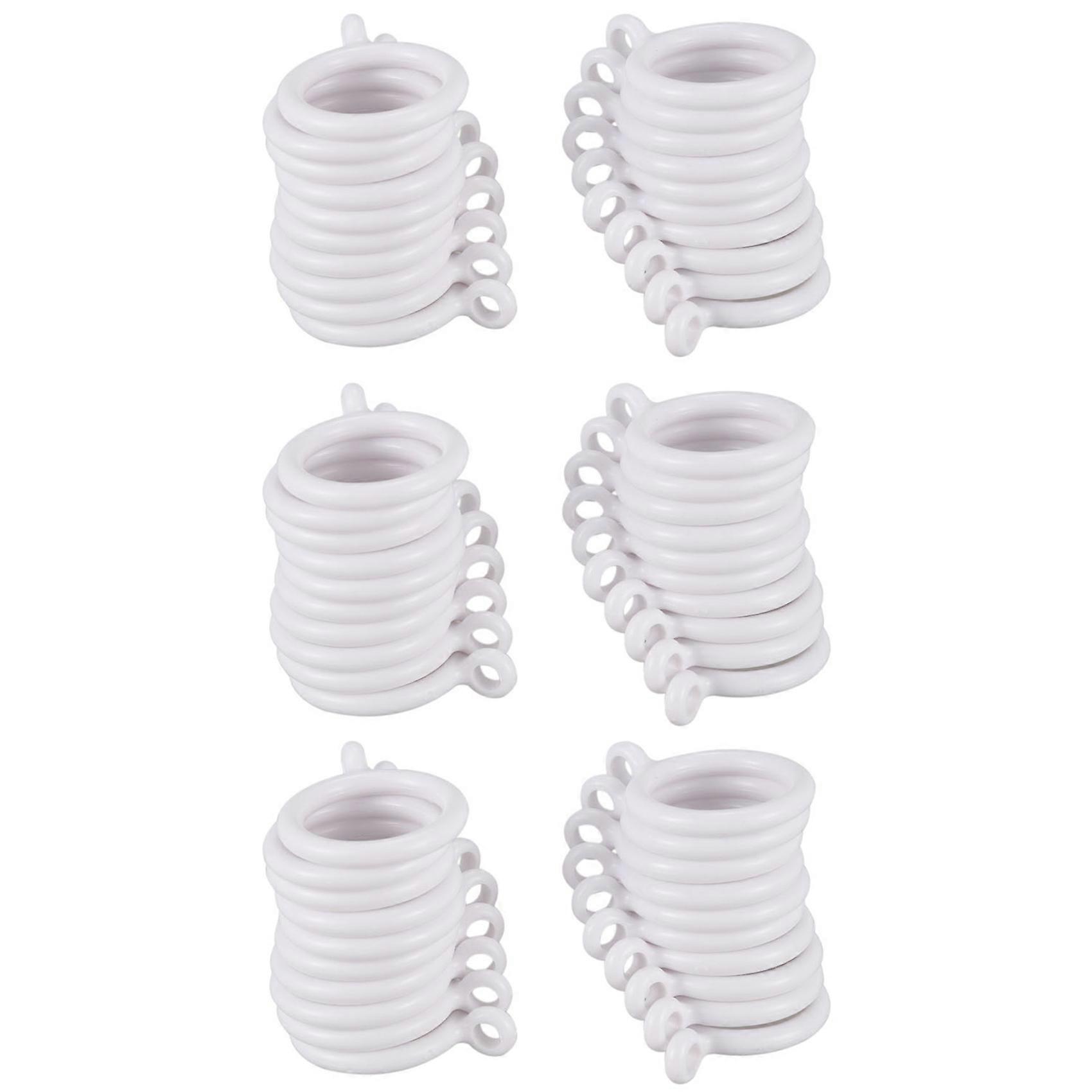 60X White 25mm Inner Plastic Curtain Rings