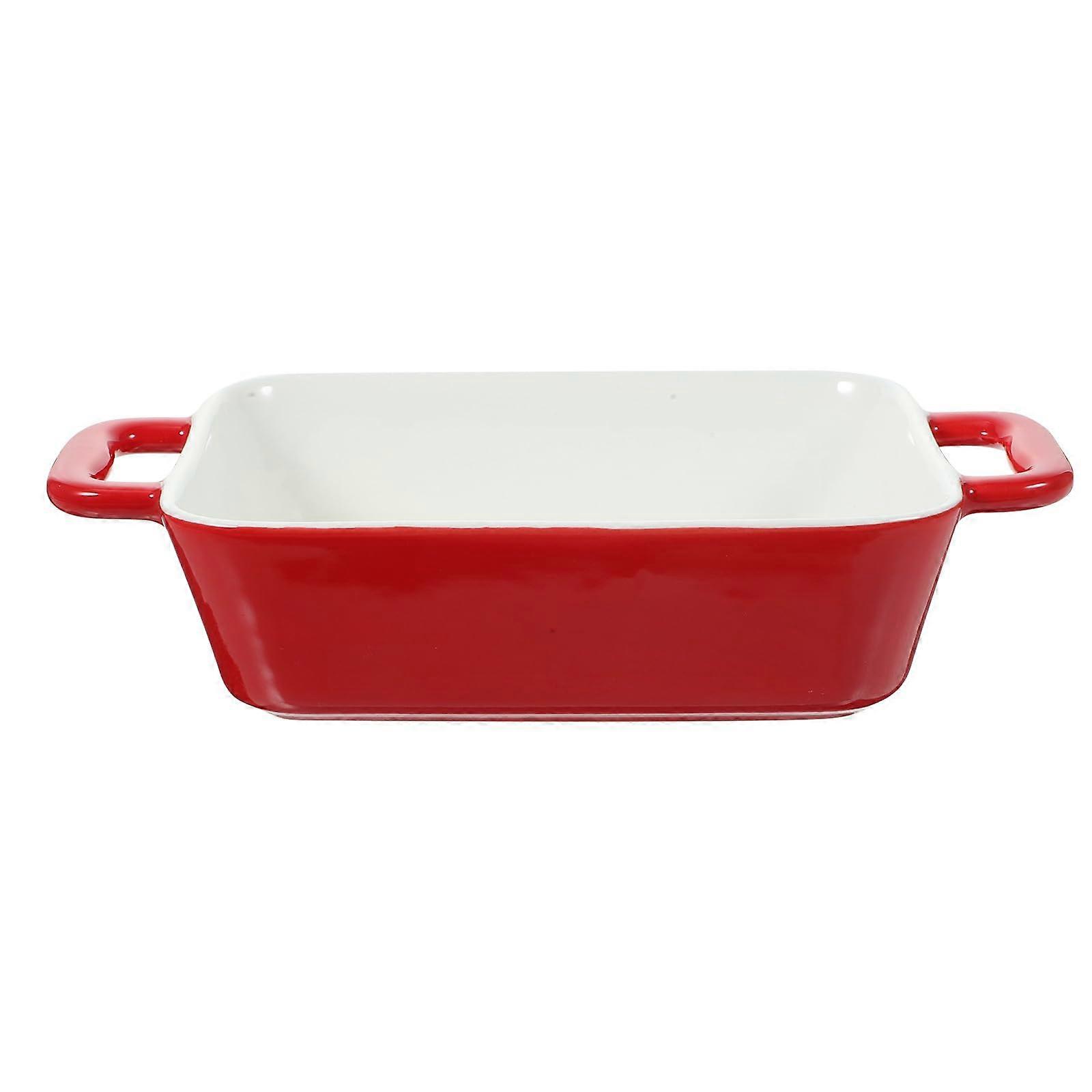 Ceramic Baking Dish with Double Handles, Oven Safe Rectangular Bakeware for Kitchen and Restaurant