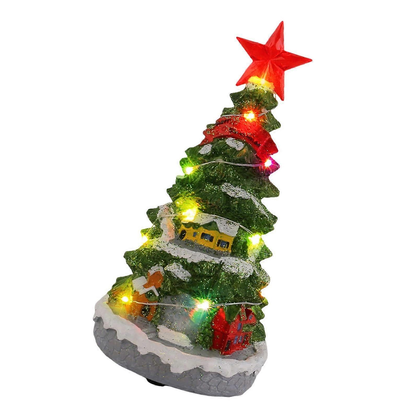 Christmas Tree Music Box with LED Lights and Music, Lighted Tabletop Decoration USB or Battery Powered