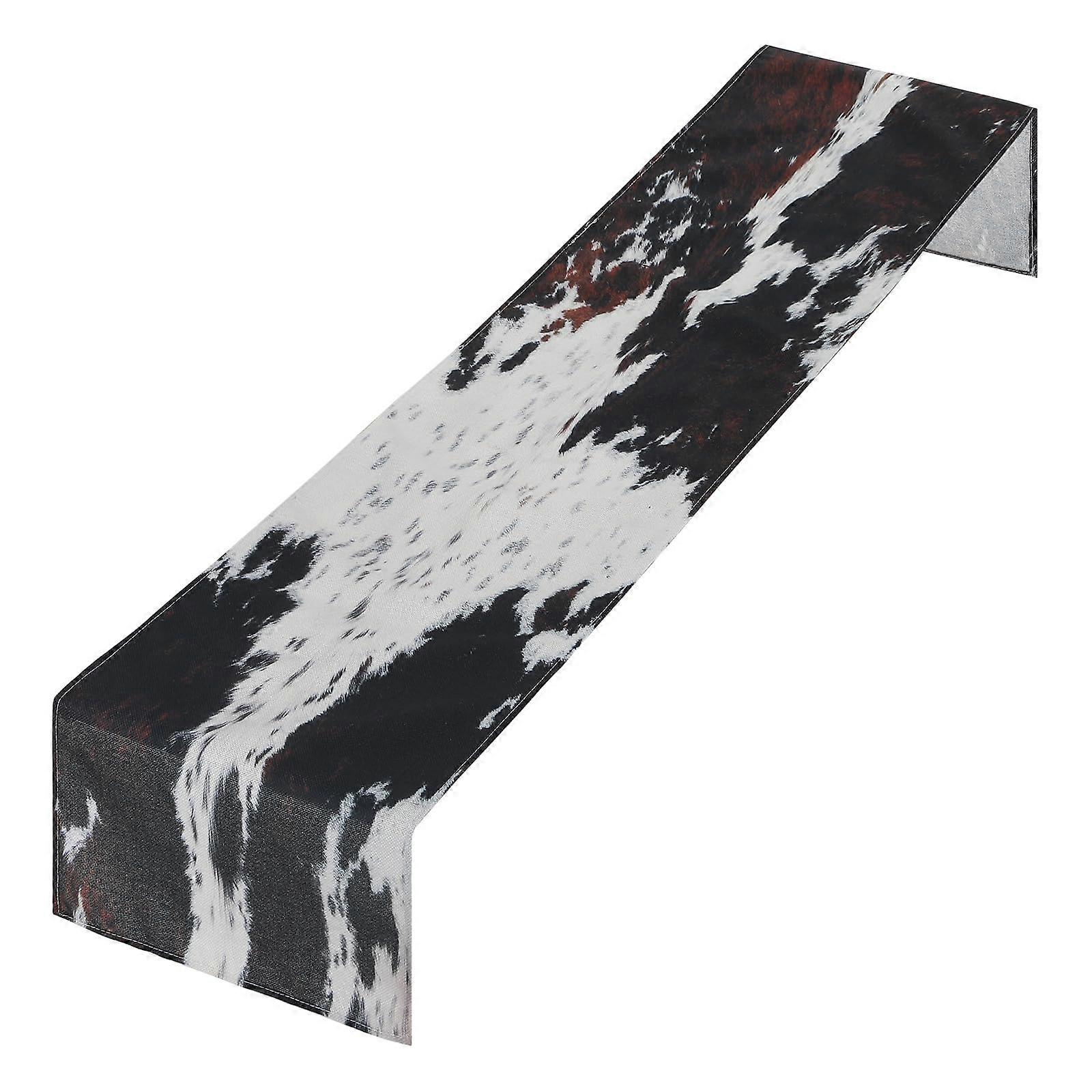 Cow Print Table Runner Rustic Western Style Cowhide Pattern Durable EasyClean Dining Decor