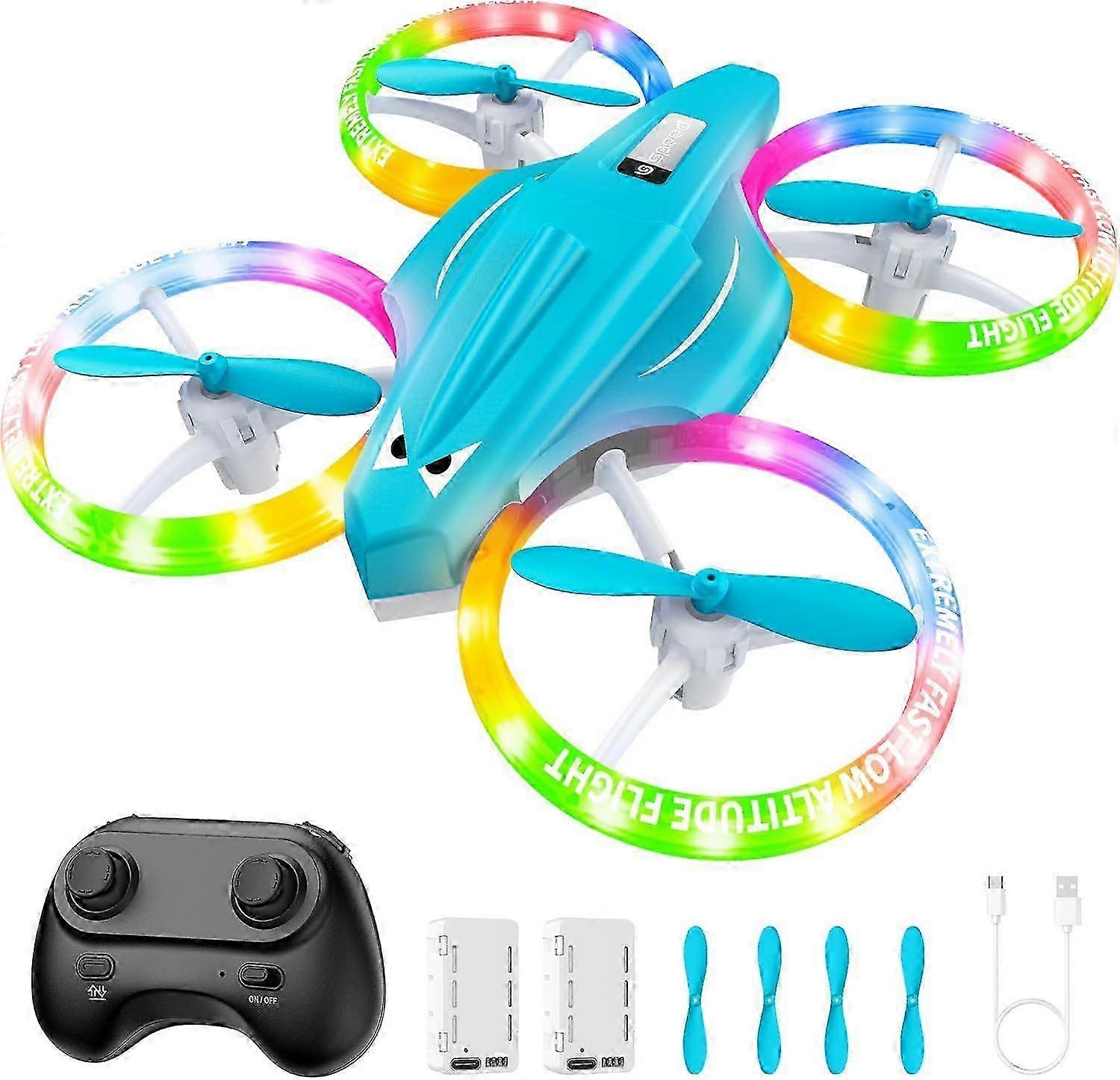 Drones for Kids with Cool Light, Kids Drone with 3D Flip, Altitude-Hold, Self-Rotation, Headless Mode, 3 Speed Modes, One-Click Take-off/Landing, Mini