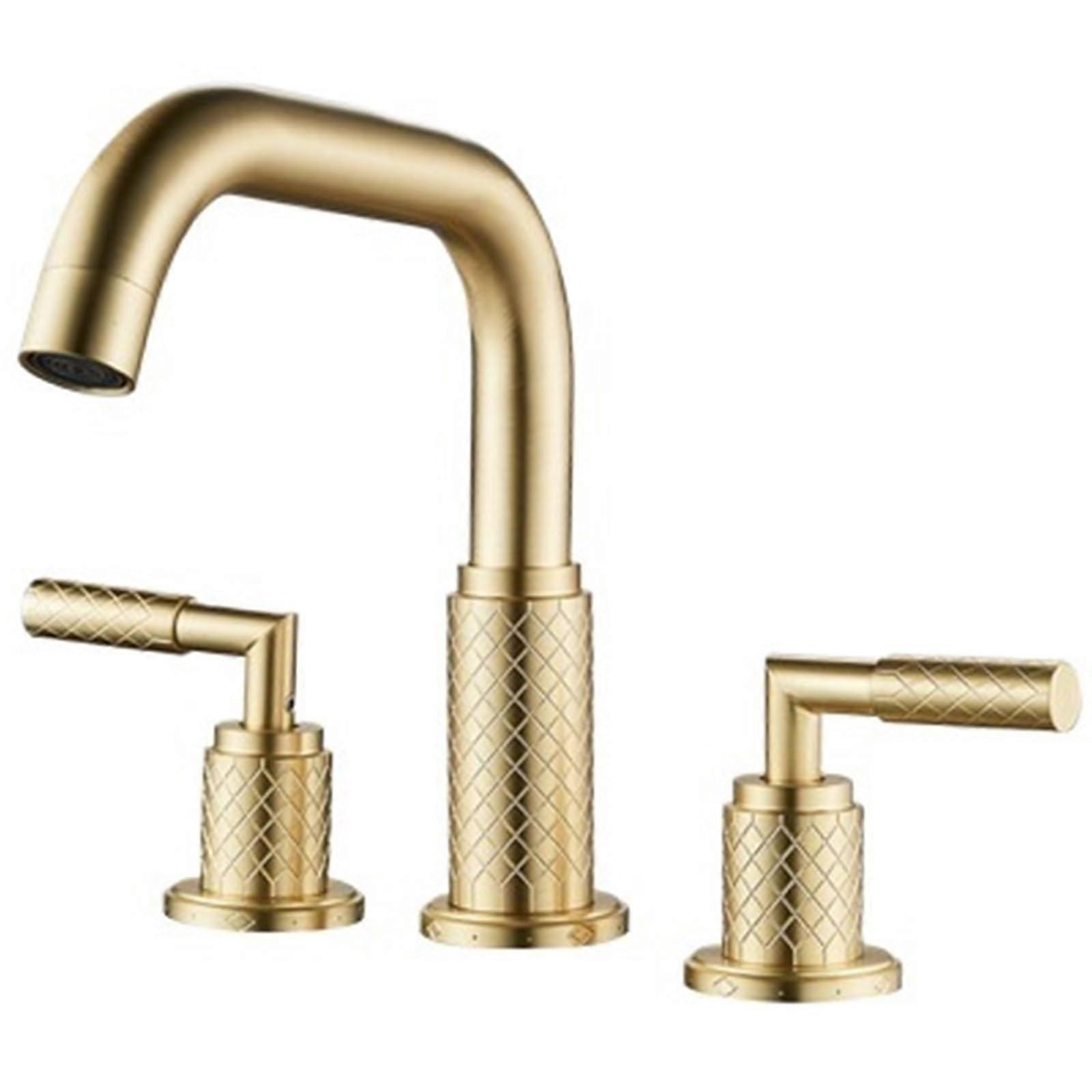 Brushed Gold Bathtub Faucet with Dual Knobs, Widespread Vanity Basin Tap, Precise Temperature Control