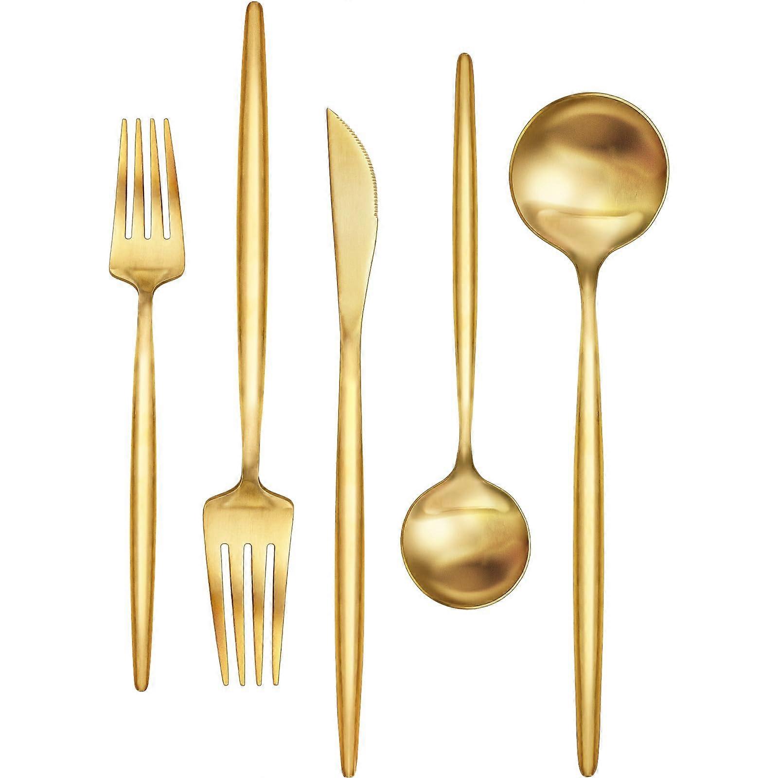 30 Piece Gold Flatware Set for 6, Elegant Stainless Steel Silverware, RustResistant Cutlery