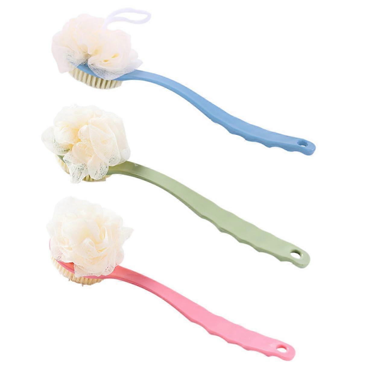 Bath Body Brush Set with Long Handle, DualSided Shower Back Scrubber for Deep Cleaning, 3pcs