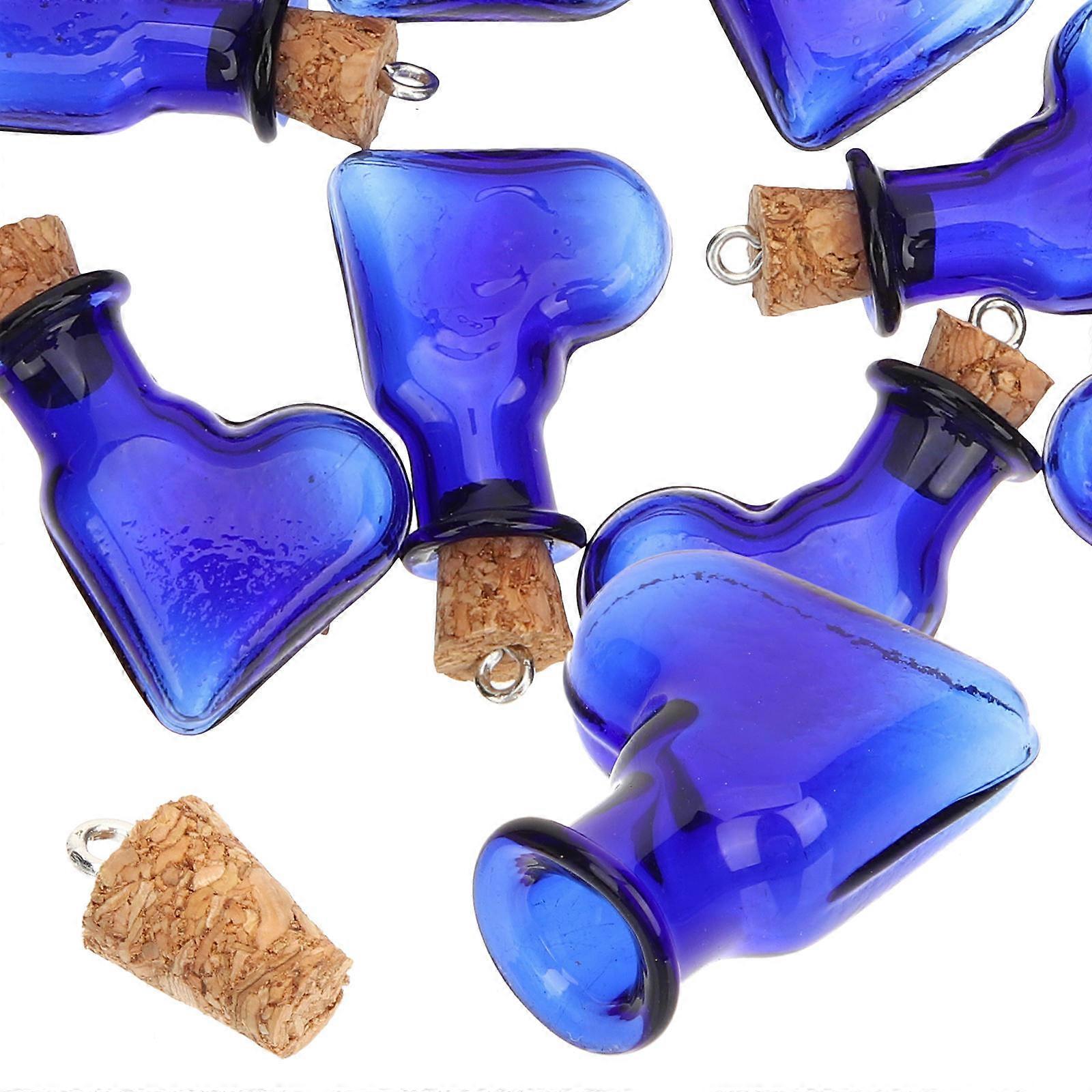 Blue Tiny Glass Bottles with Cork Stoppers for Storage 10Pcs Bundle