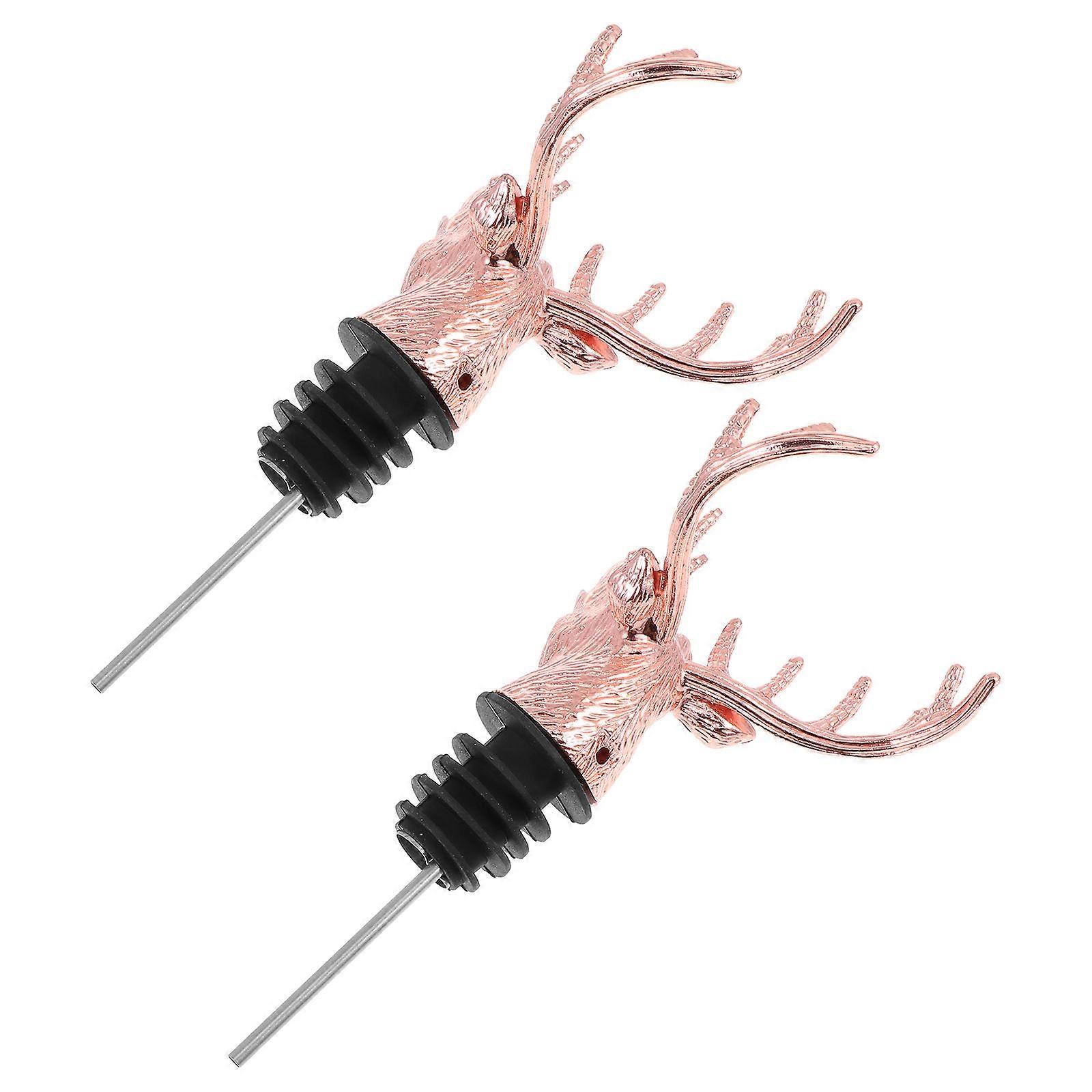 Golden Pourer and Deer Head Plug for Party 2Pcs