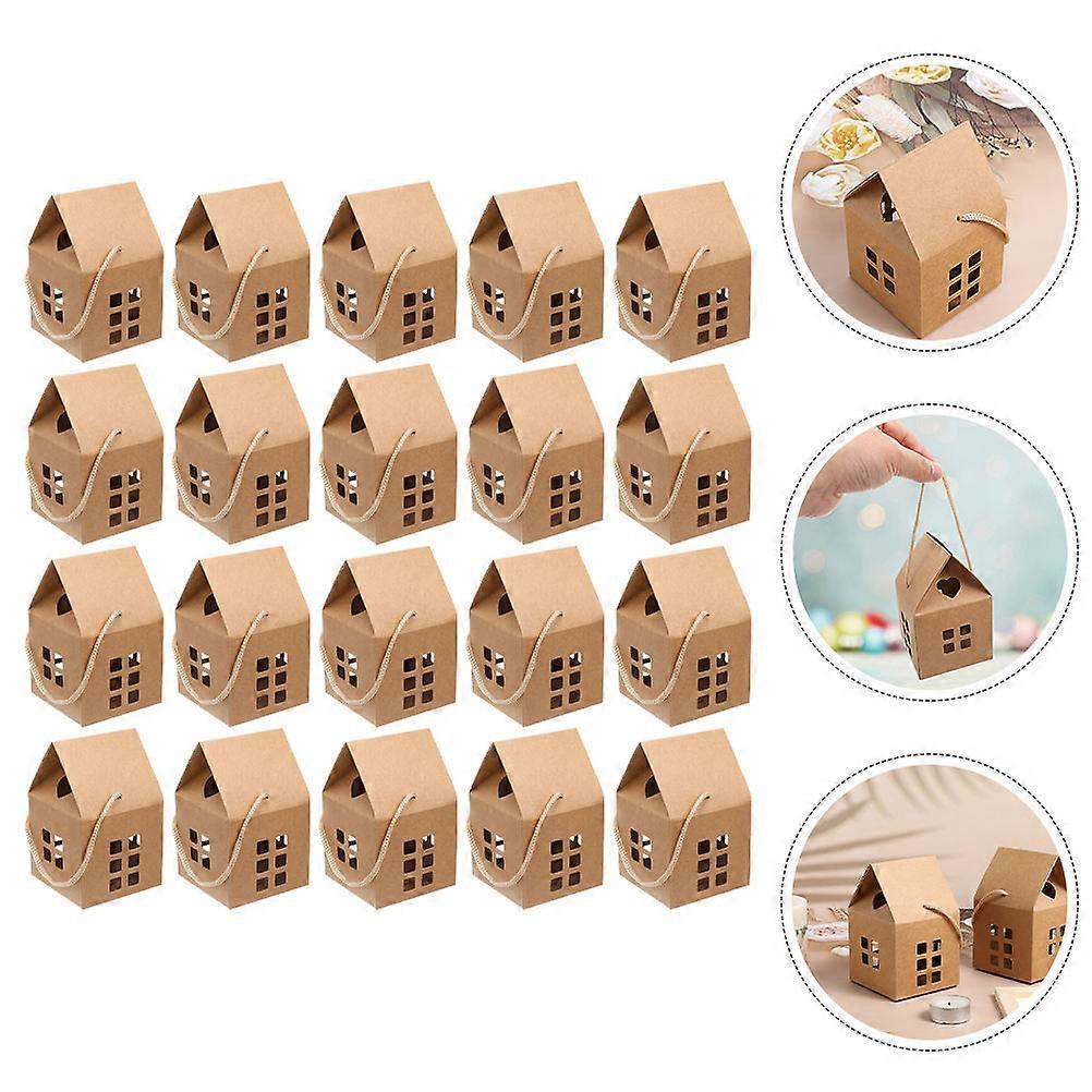 Khaki Candy Cookie Boxes Christmas Treat Boxes for Storage 20Pcs