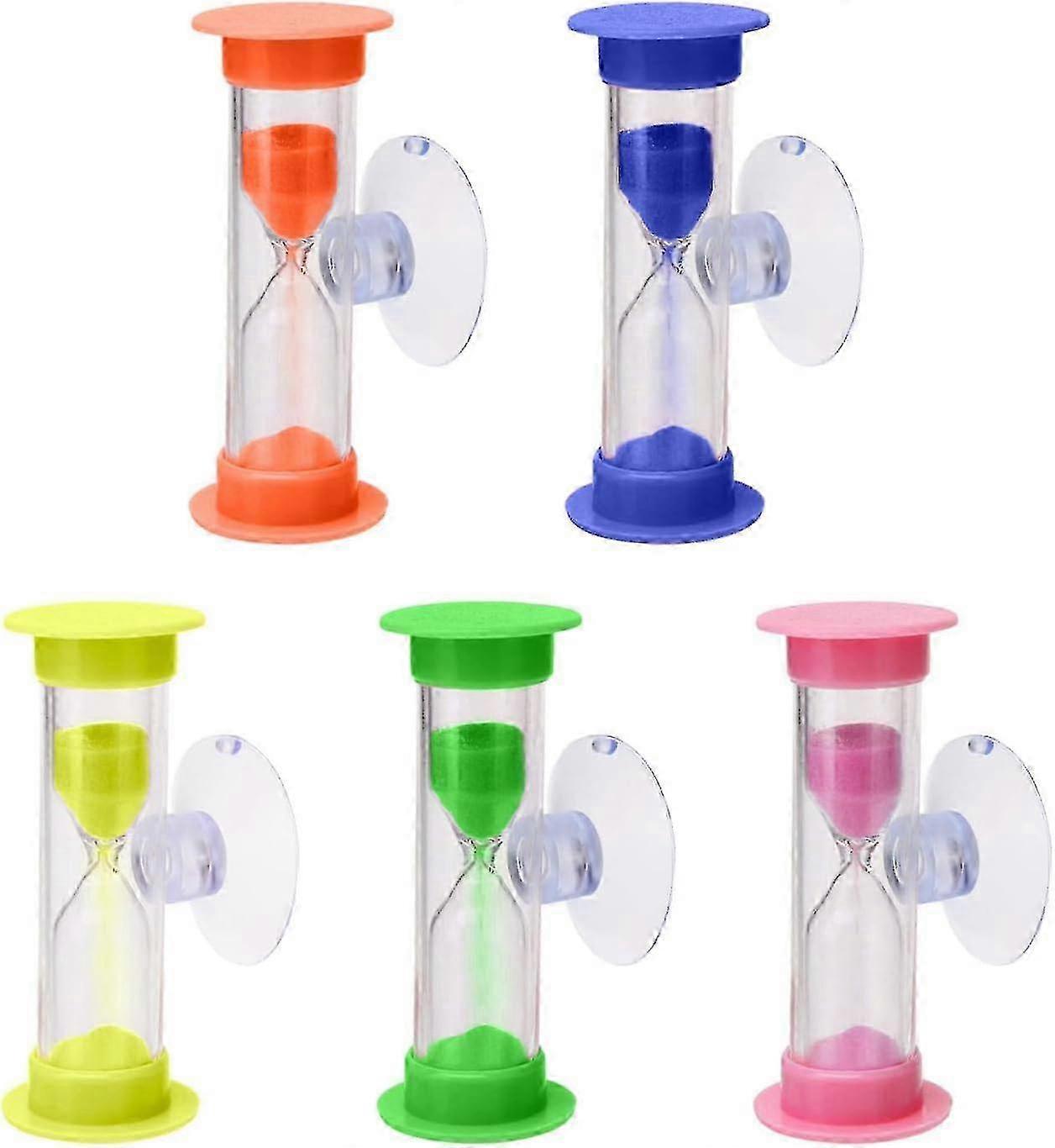 2025 Suction Cup Timer 5Pcs Sand Timer with Suction Cup 2 Minutes Countdown Hourglass Timer for Kids Creative Plastic Sand Timer
