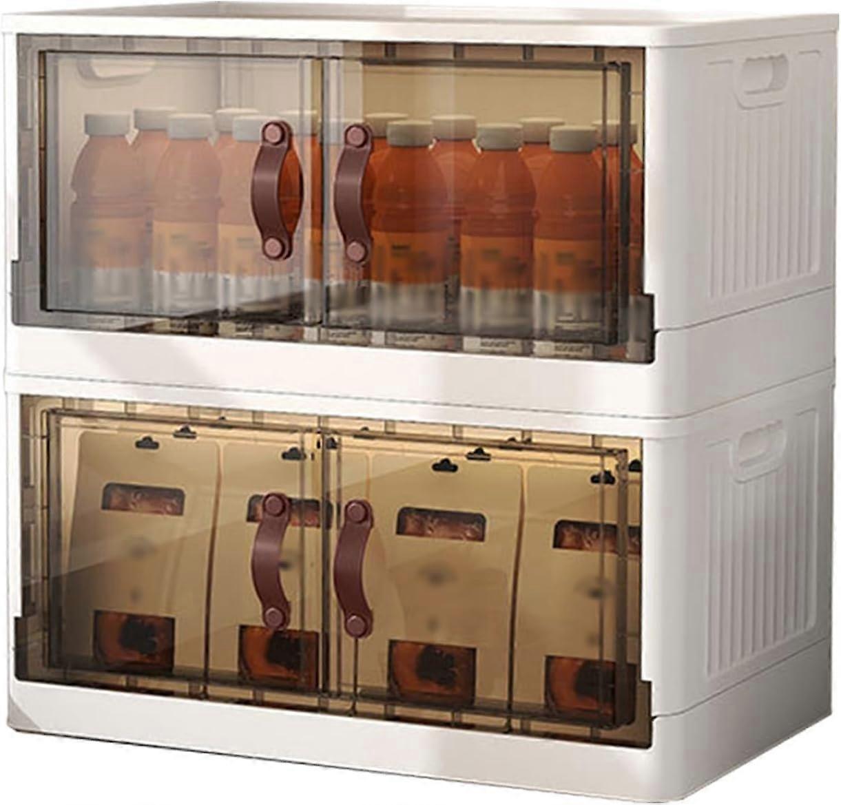 Clear Storage Boxes with Lids and Wheels, Stackable Large Capacity Bins for Bedroom Kitchen 2 Layers