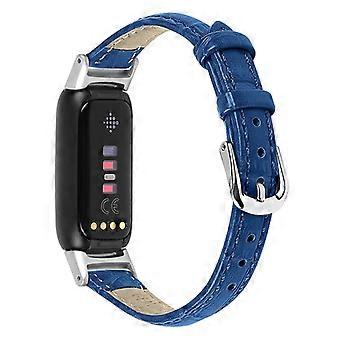 Crocodile Texture Genuine Leather Replacement Watch Band Adjustable Wrist Strap for Fitbit Luxe