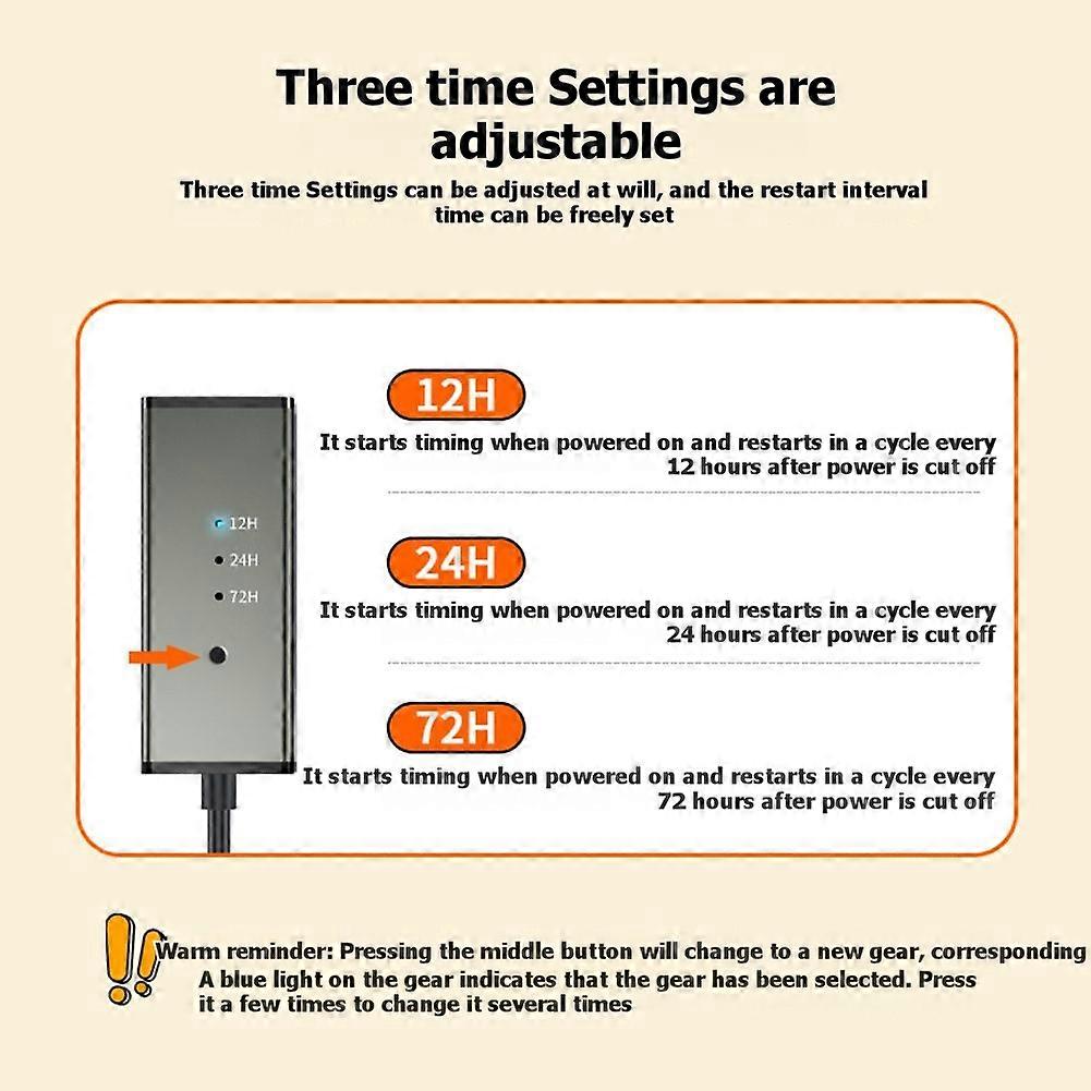 Router Automatic Restart Cable DC5.5x2.5MM with 12/24/72-Hour Timer 3 Speed Adjustable Timer Extension Cord