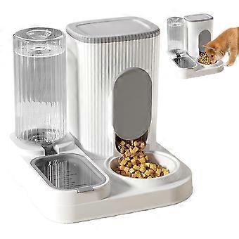 Automatischer Futterautomat mit Wassernapf, großer Futterspender für Katzen und Hunde, 2-in-1-Futterstation für alle Rassen, Grau