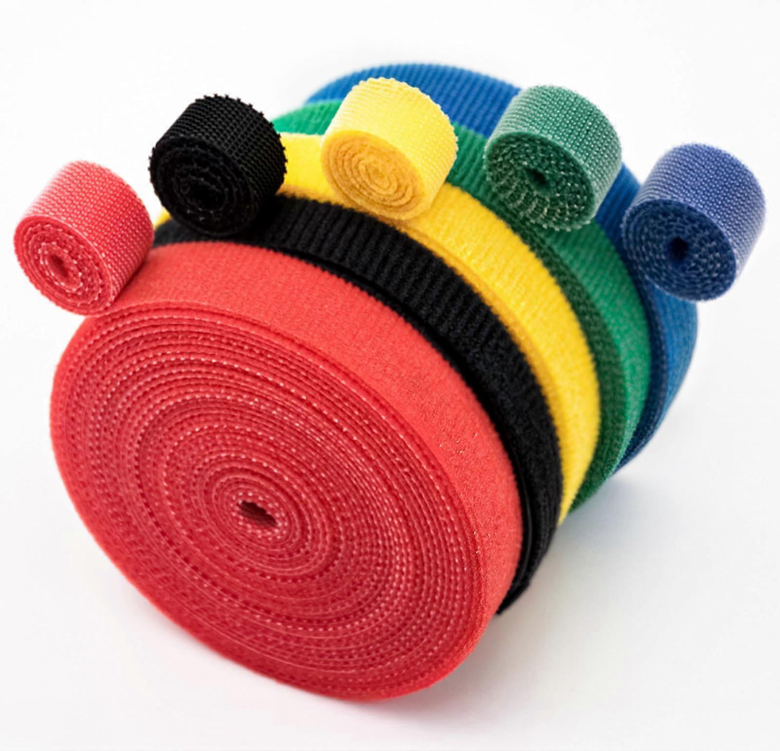 5 Rolls Reusable Hook and Loop Cable Ties Adjustable Nylon Straps for Home and Office Organization