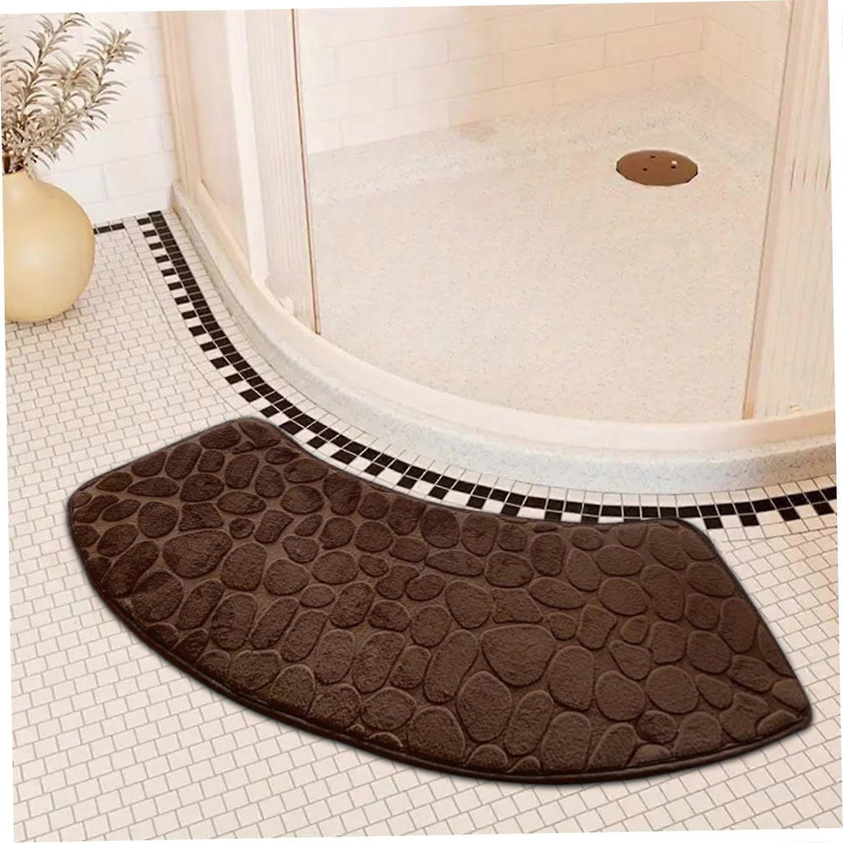 Curved Shower Mat 39.4x23.6x11.8 Soft Absorbent NonSlip Backing Machine Washable Corner Bath Mat